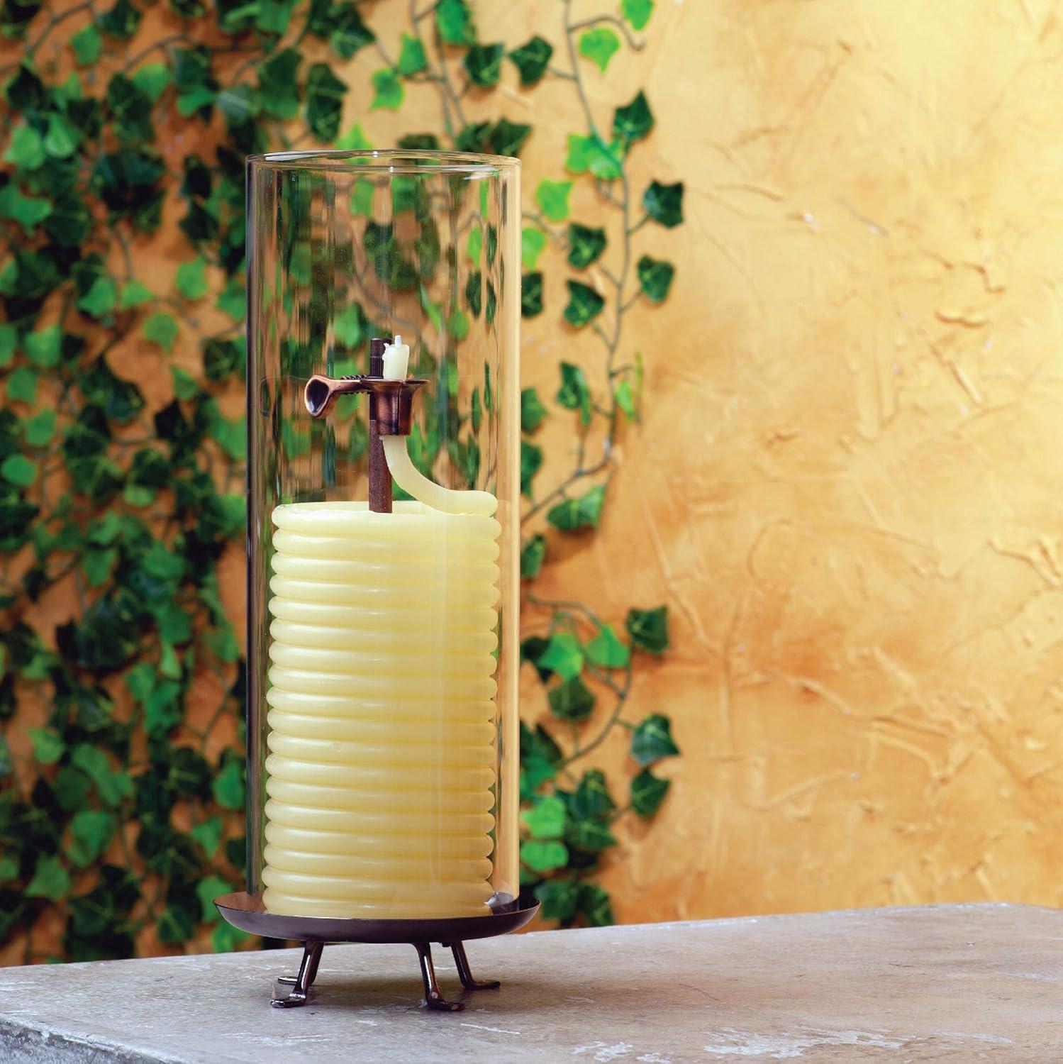 80-Hour Beige Beeswax Coil Candle with Glass Cylinder