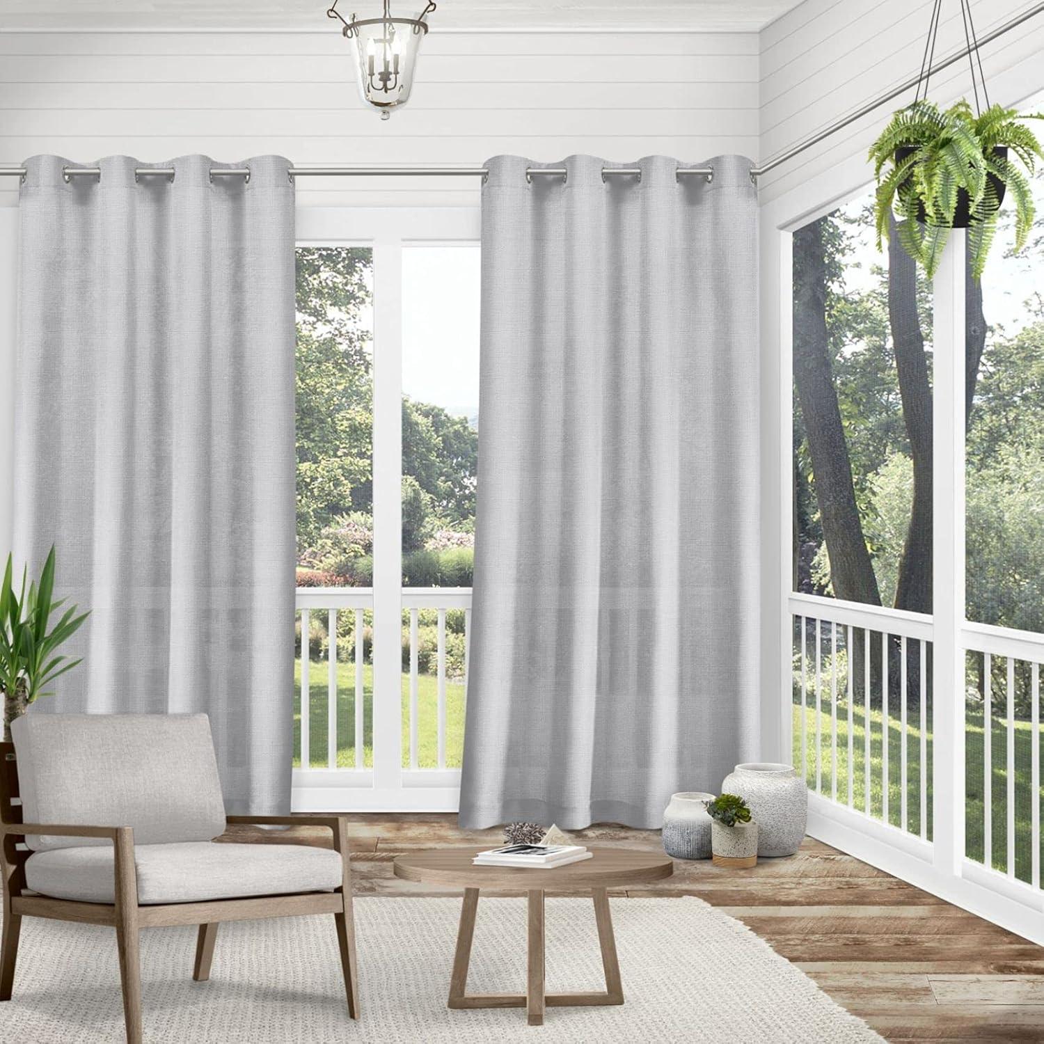 Cloud Grey Semi-Sheer Polyester Grommet Window Panel Pair