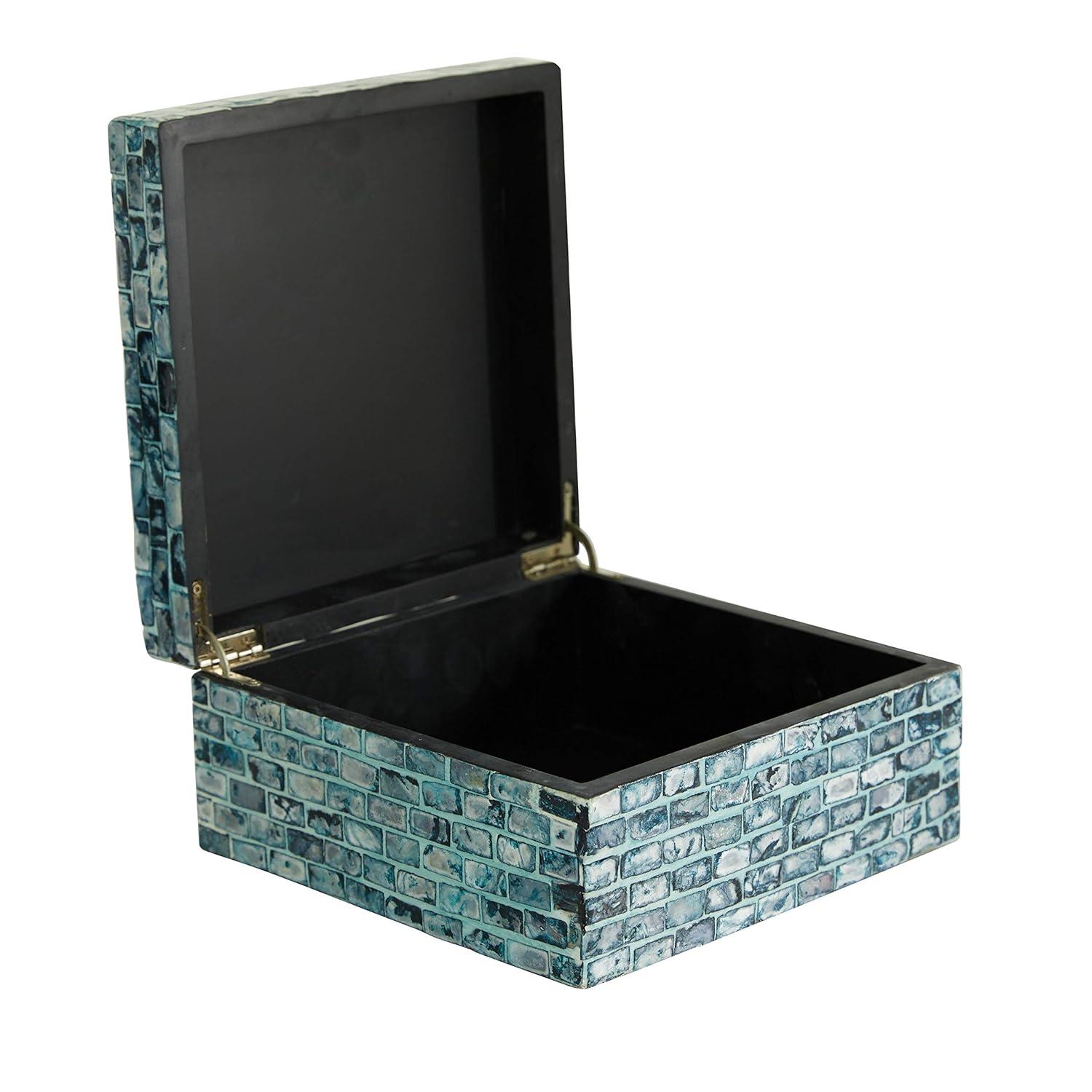 Set of 2 Shell Mosaic Patterned Wood Box White - Olivia & May