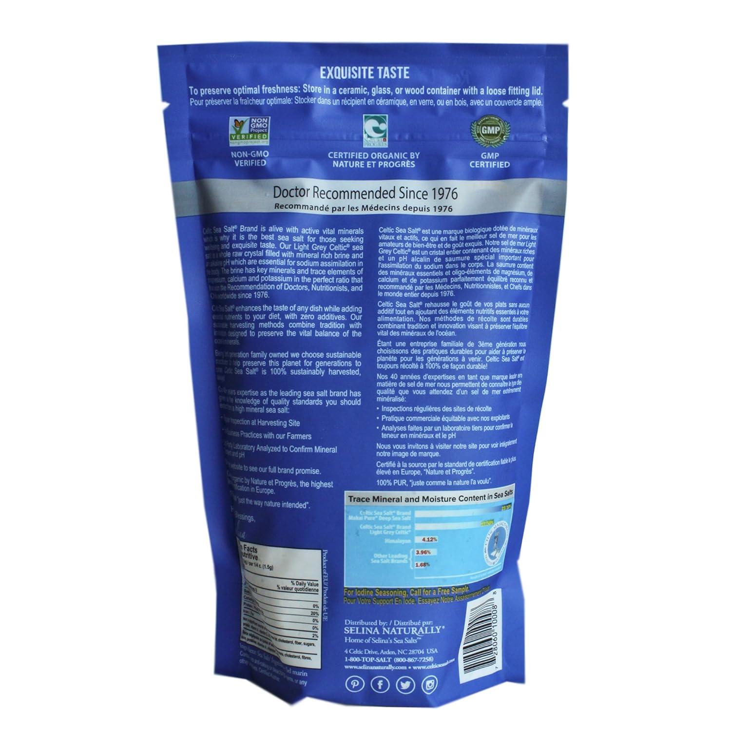 Celtic Sea Salt Light Grey Coarse Sea Salt, 16 oz Bag