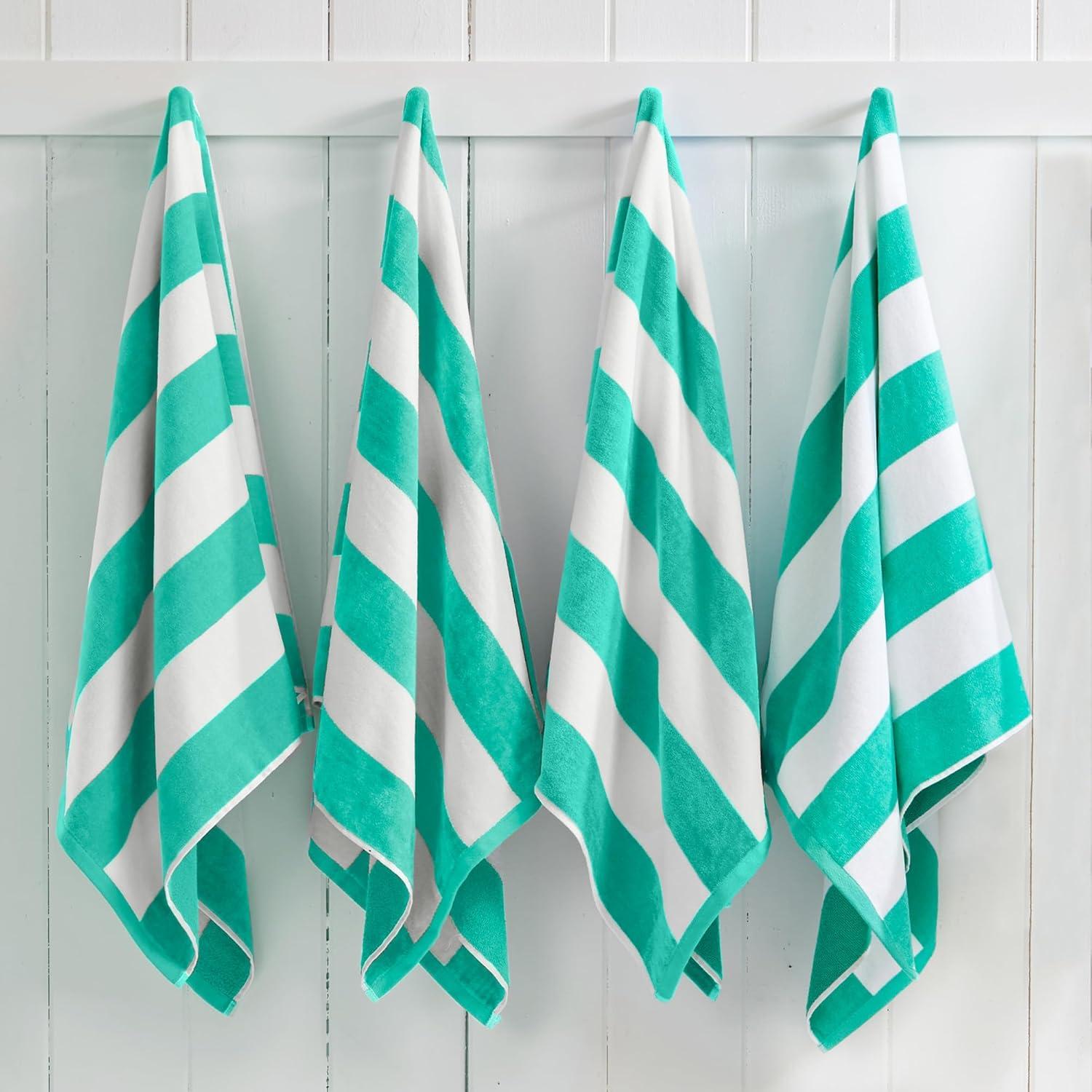 FreshFolds 100% Cotton Absorbent & Quick-Dry Cabana Beach Towels (Set of 4)