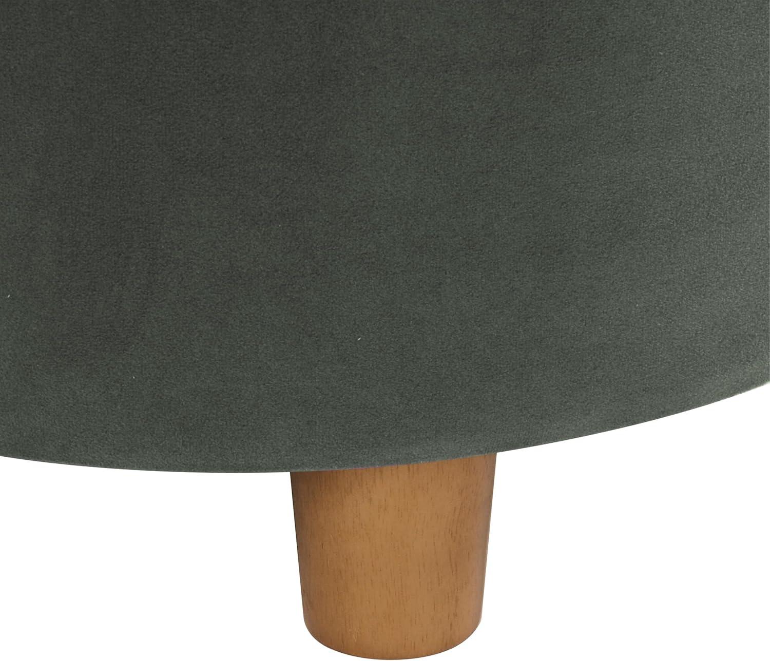 Round Storage Ottoman Loden Green - HomePop: Velvet Upholstered, Lift-Off Lid, Wood Legs, Bedroom & Living Room Furniture