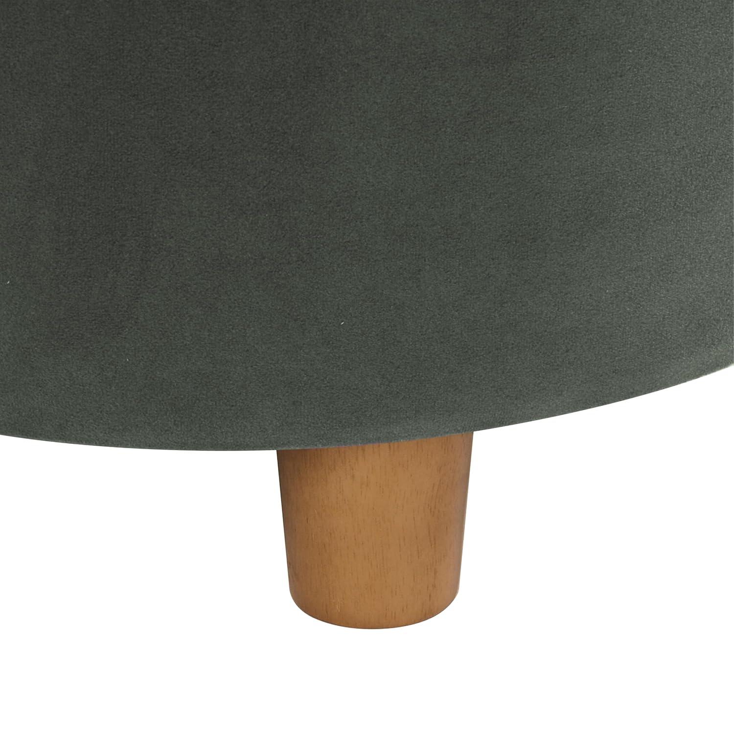 Round Storage Ottoman Loden Green - HomePop: Velvet Upholstered, Lift-Off Lid, Wood Legs, Bedroom & Living Room Furniture