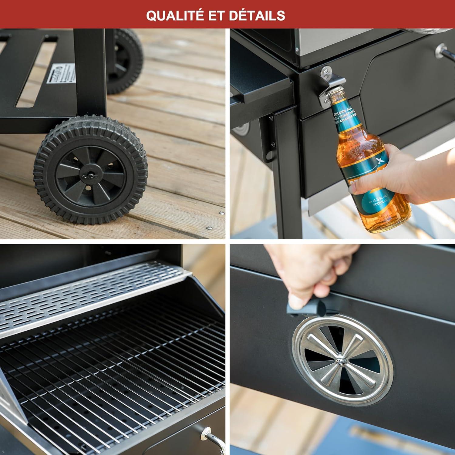 Royal Gourmet 24" Barrel Charcoal Grill with Side Table