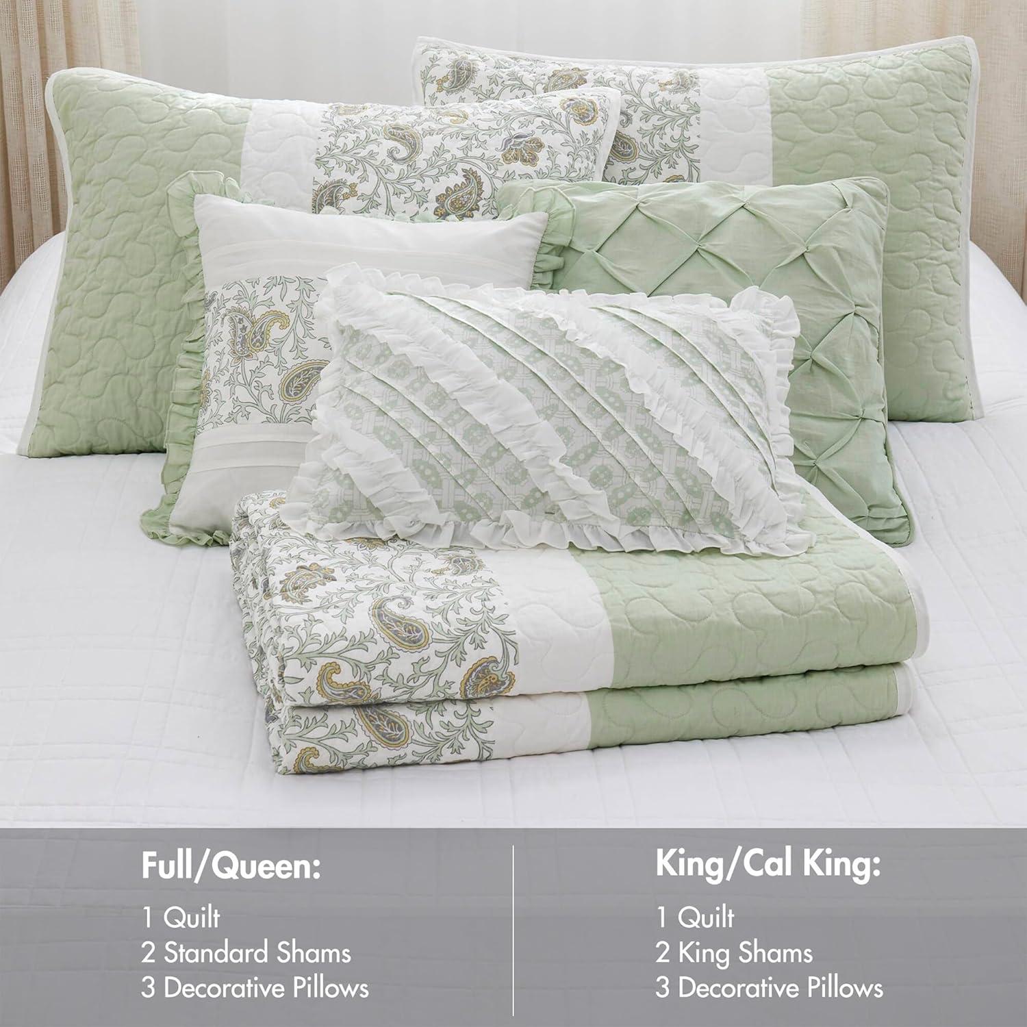 Madison Park Dawn 6 Piece Cotton Percale Quilt Set with Throw Pillows