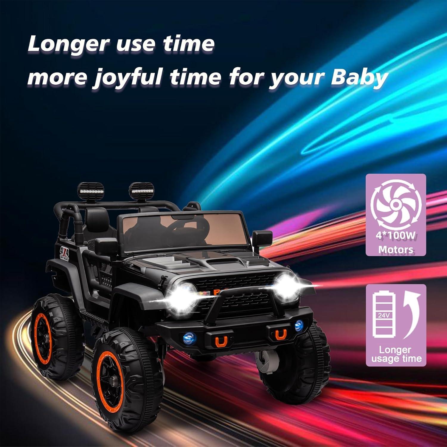 24V Black 2-Seater Electric SUV Ride-On Car with Remote Control