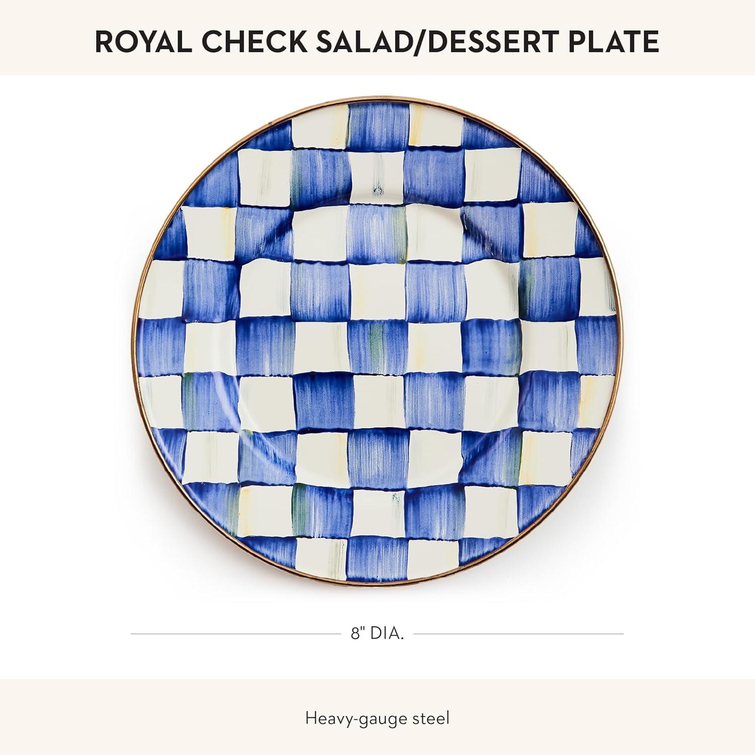 Blue and White Hand-Painted Ceramic Salad Plate, 8 Inches