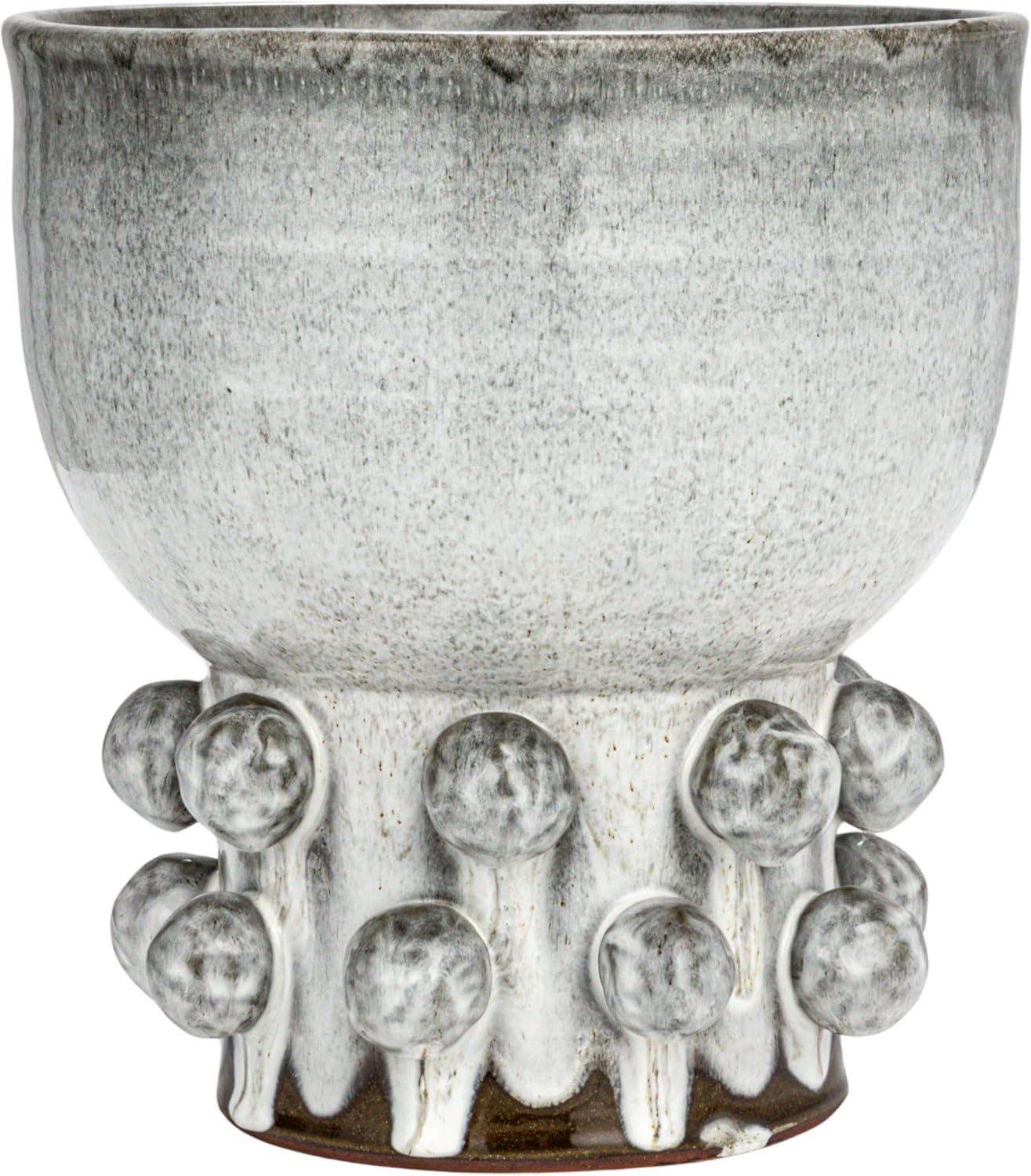 White Ceramic Decorative Table Vase with Raised Dots