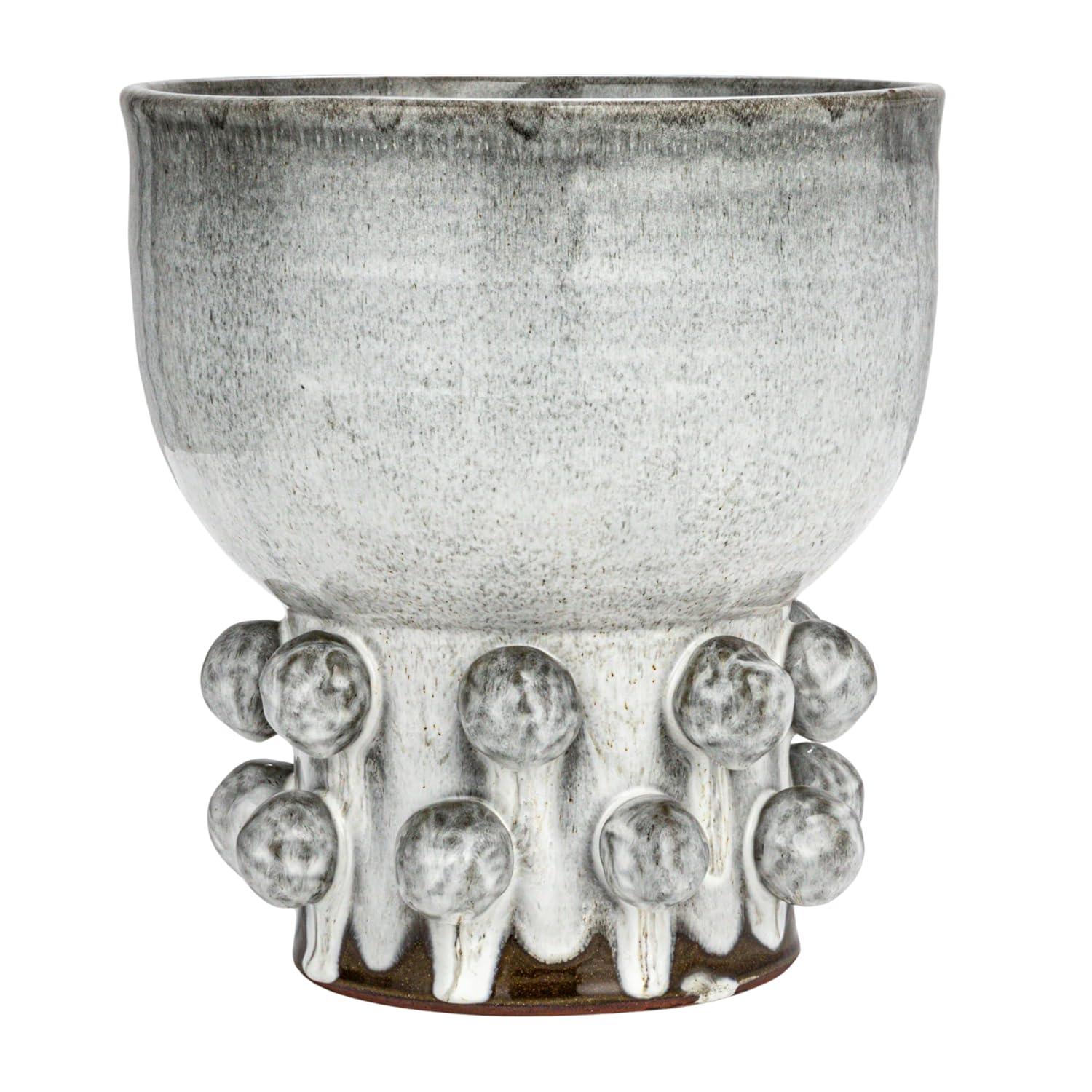 White Ceramic Decorative Table Vase with Raised Dots