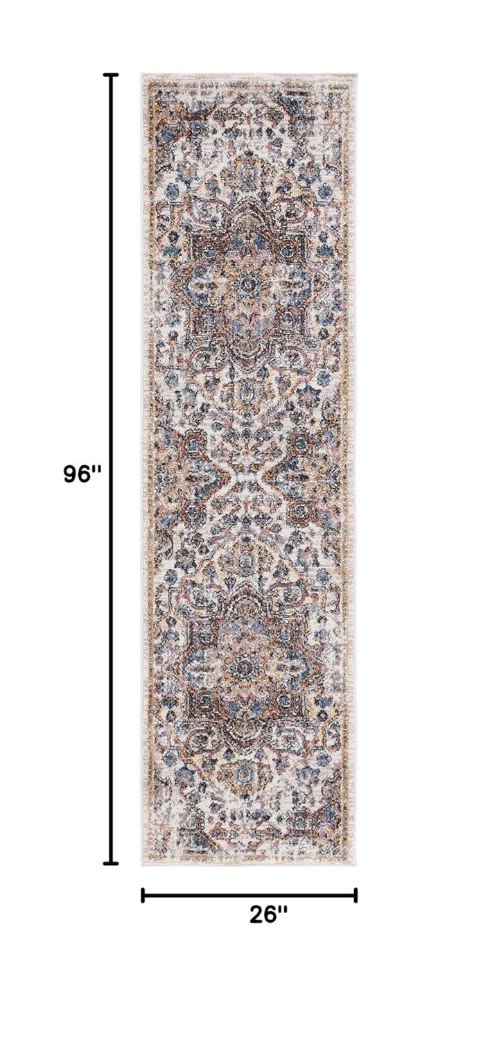 Astoria ASA402 Power Loomed Indoor Area Rug - Ivory/Blue Rust - 9'x12' - Safavieh