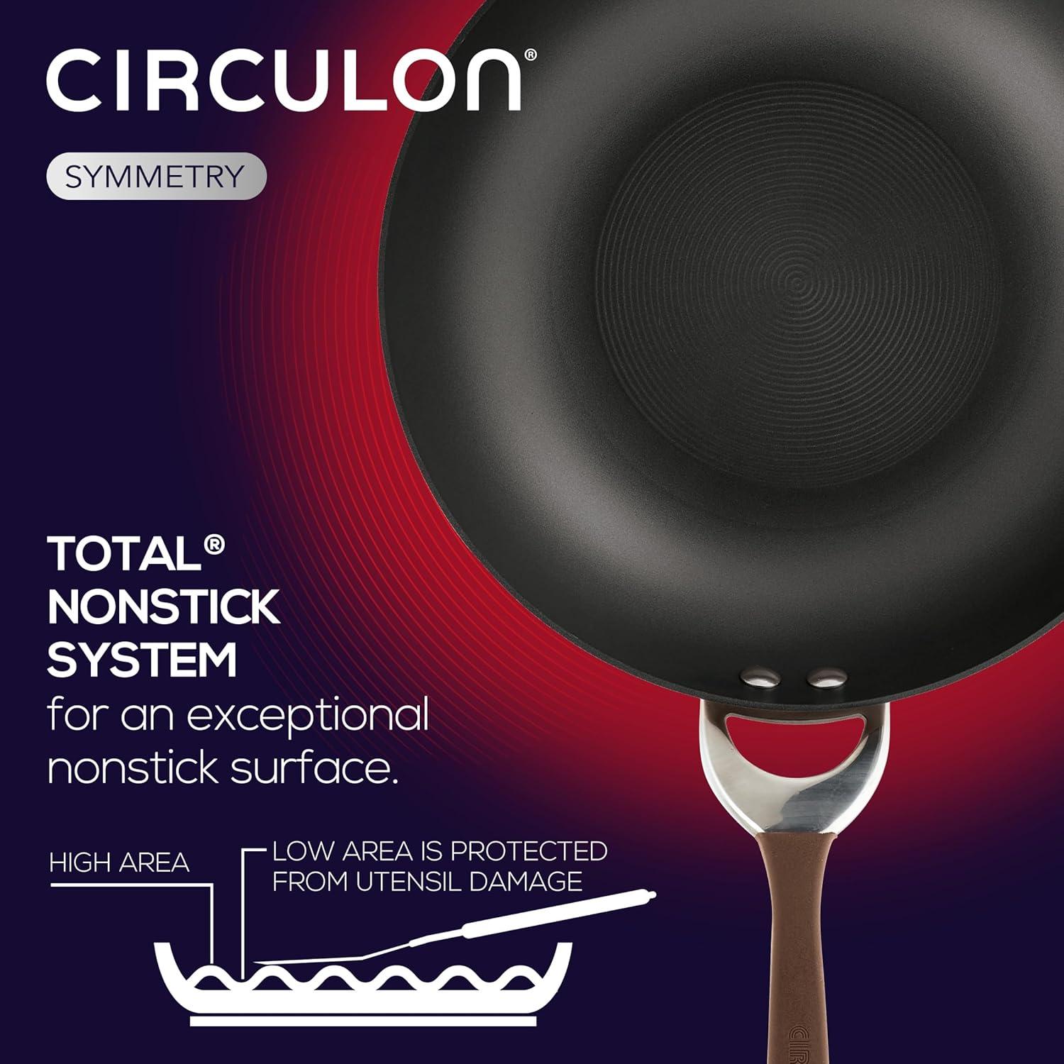 Circulon Symmetry 12-Inch Chocolate Nonstick Aluminum Pan with Lid