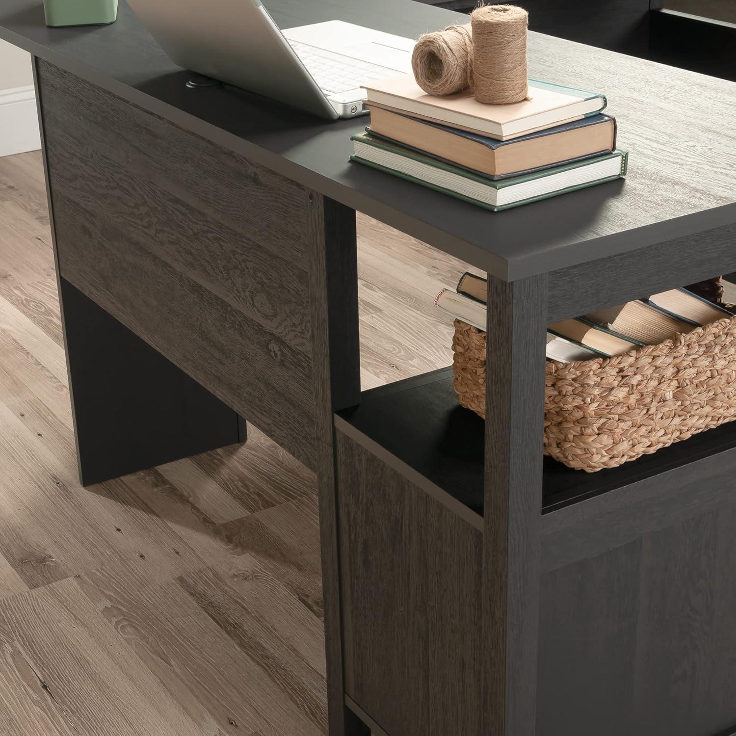 Raven Oak L-Shaped Desk with Drawer and Filing Cabinet