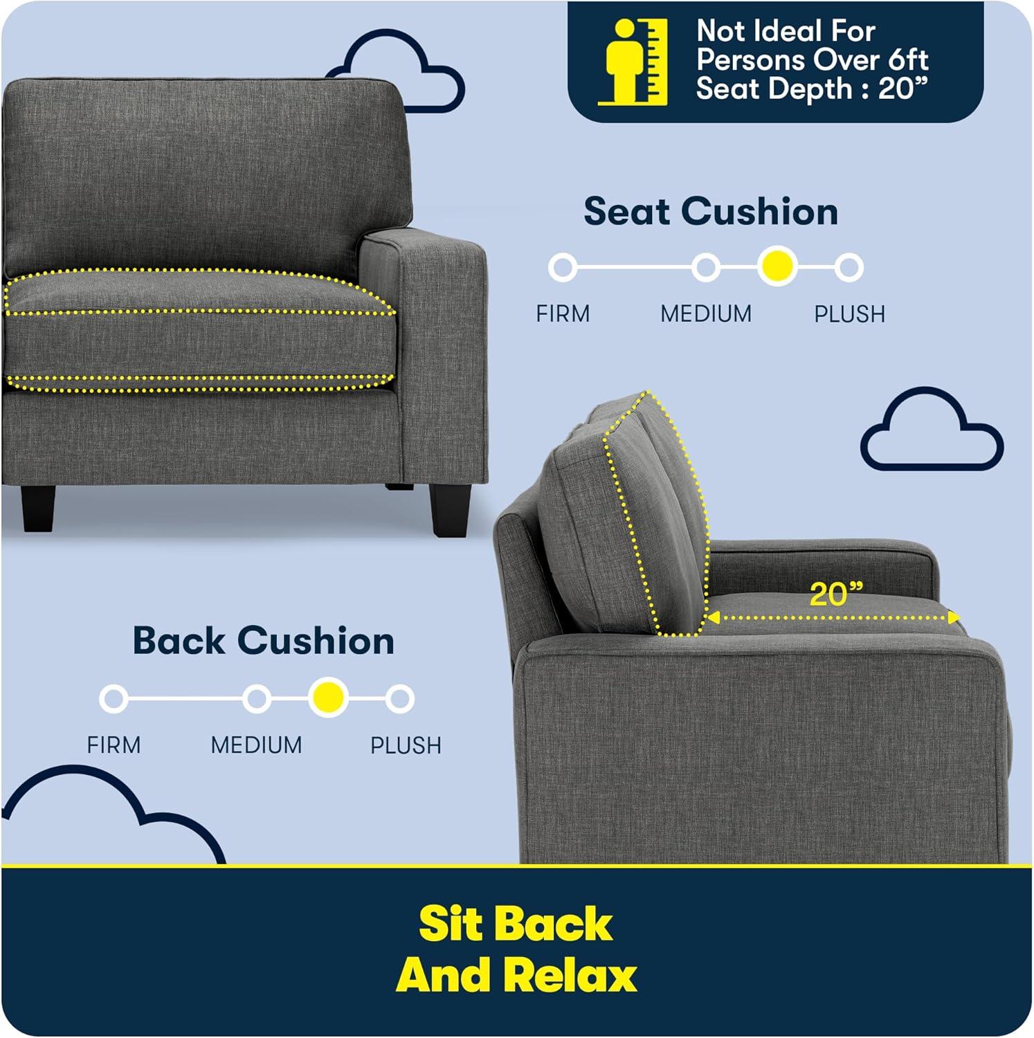 Serta Palisades 73" Track Arm Sofa, Easy Care Fabric, Soft Pillow Back, Pocket Coil Seat Cushions