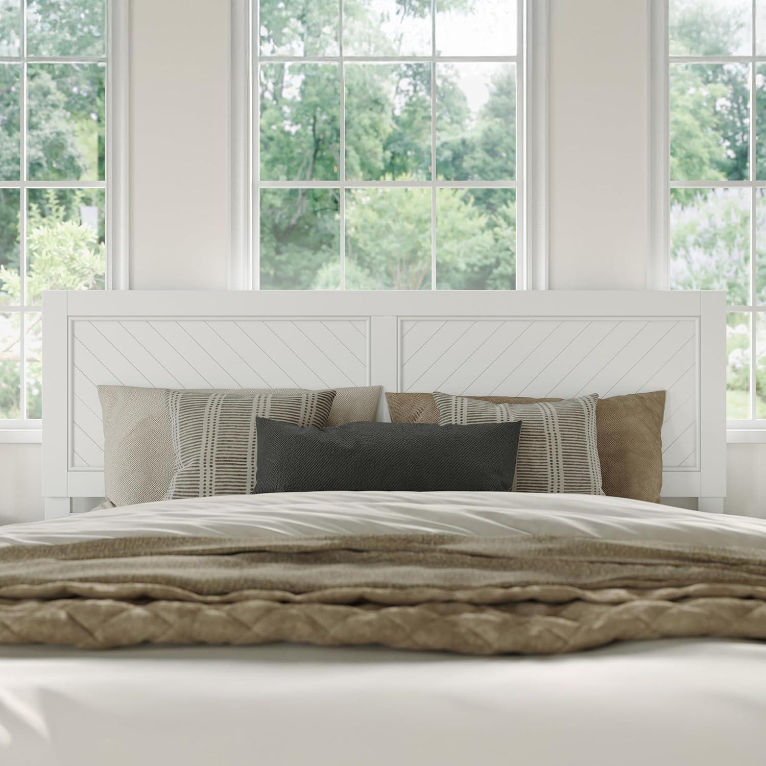 AFI Canyon White Solid Wood Platform Bed with Matching Footboard & Storage Drawers, King