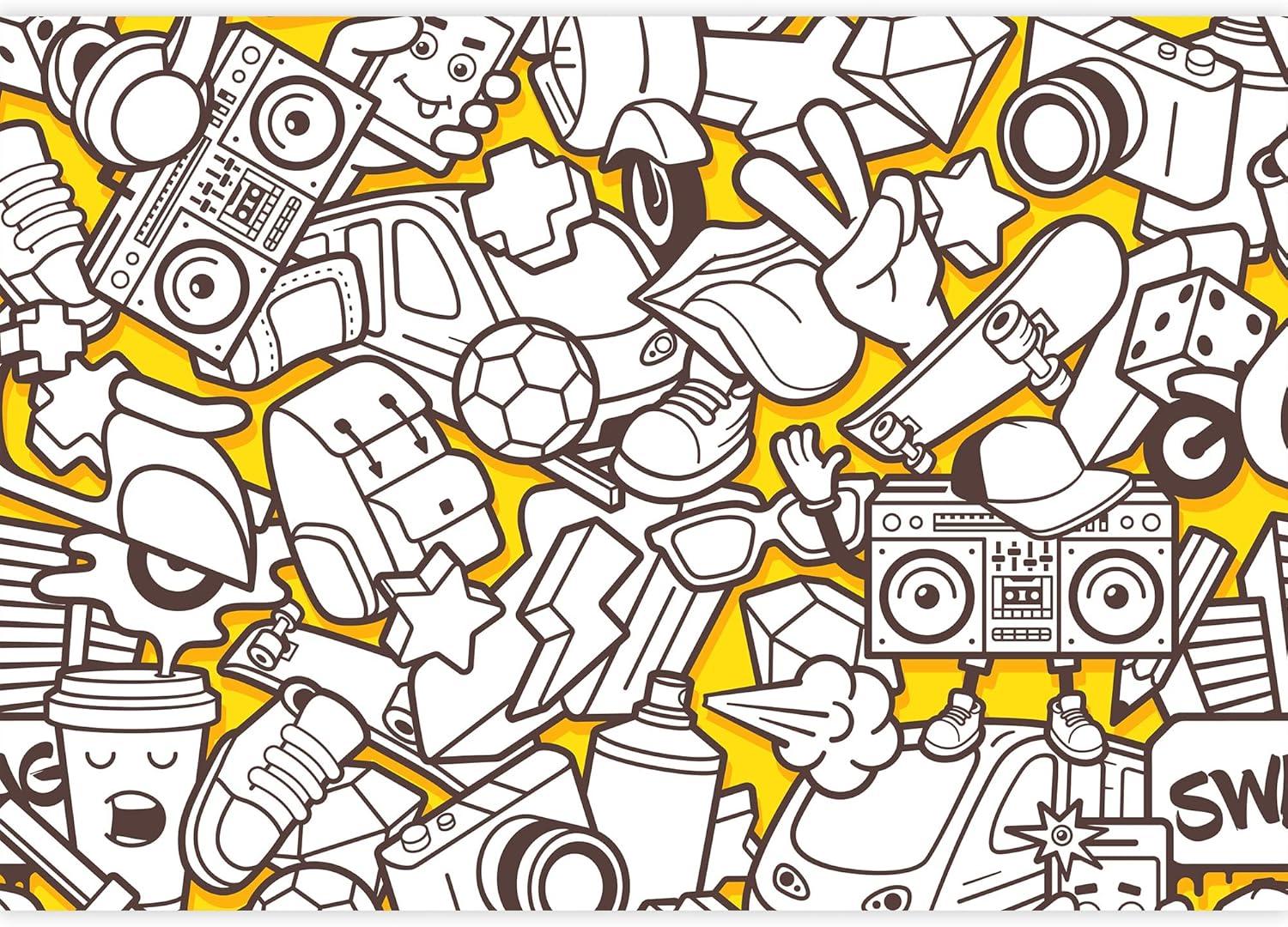 wall26 - Vector Graffiti Urban Pattern - Canvas Art Wall Decor - 100x144 in