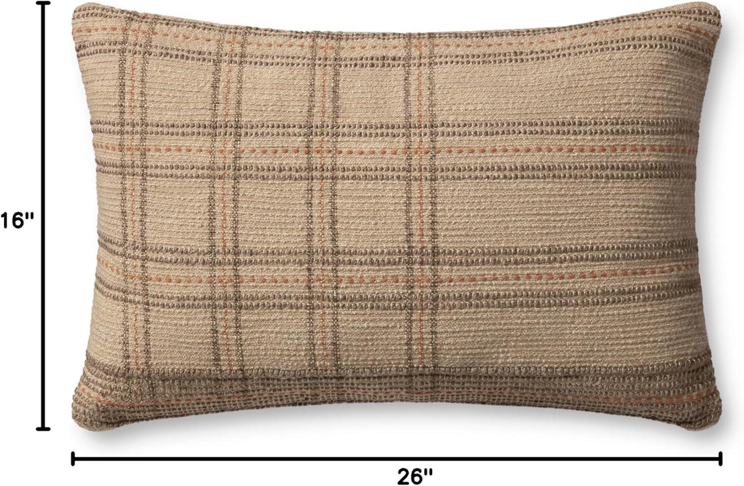 Tan and Terracotta Plaid 16'' x 26'' Pillow with Down Insert