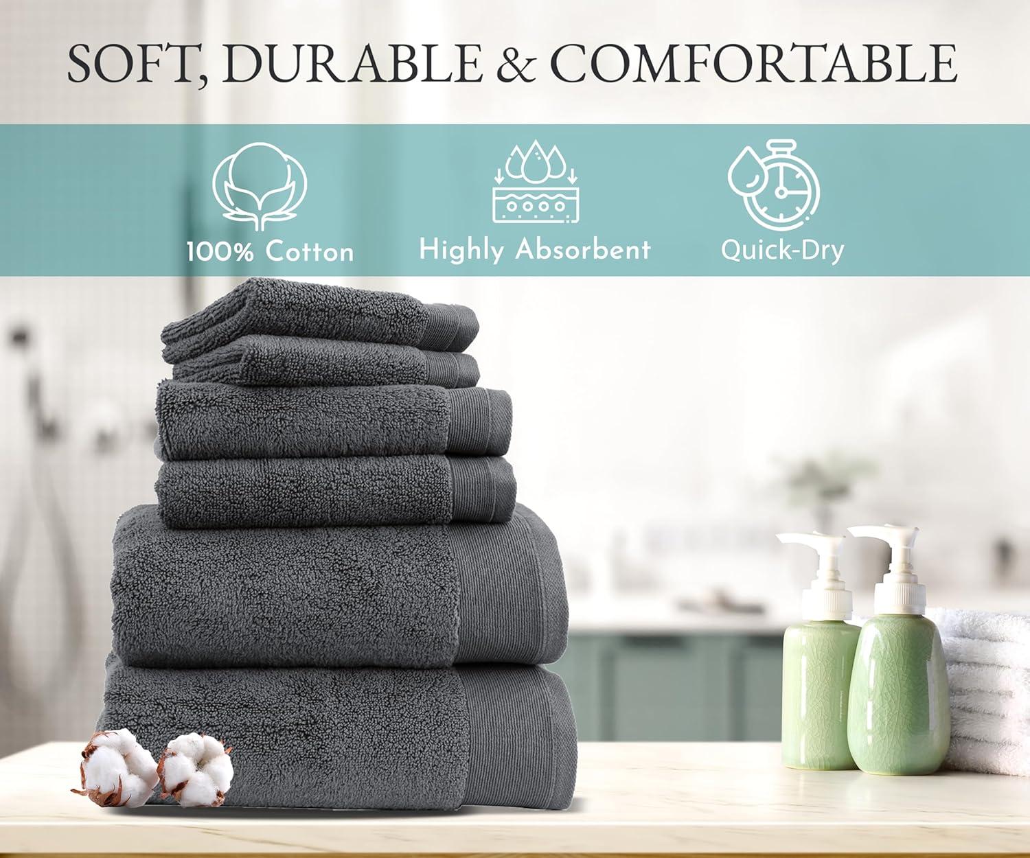 Hand Towels - 6-Pack, Softest 100% Cotton by California Design Den - Navy Blue, Six-Pcs Hand Towels