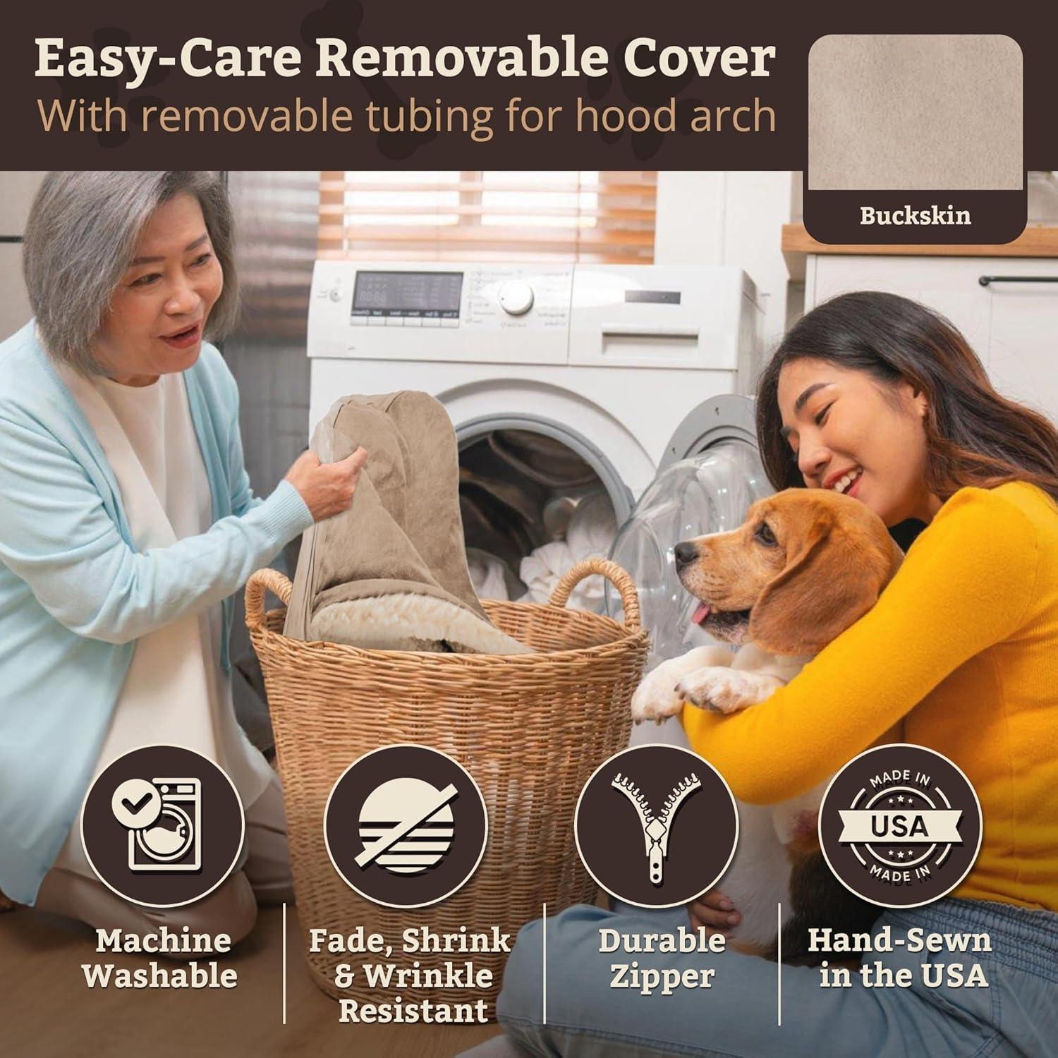 Snoozer Cozy Cave Luxury Hooded Microsuede Pet Bed