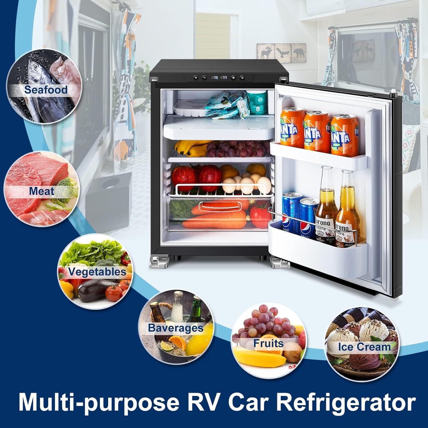 1.6 cu.ft. 45L RV Fridge and Freezer, Car Refrigerator with Lock, (-4℉-46℉) Outdoor Refrigerator in Black