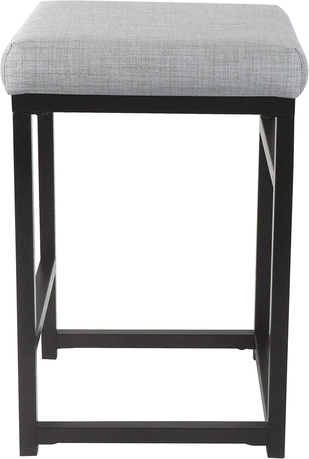 HomePop 24" Open Back Metal Counter Height Barstool Light Gray: Upholstered Square Seat, No Assembly Required