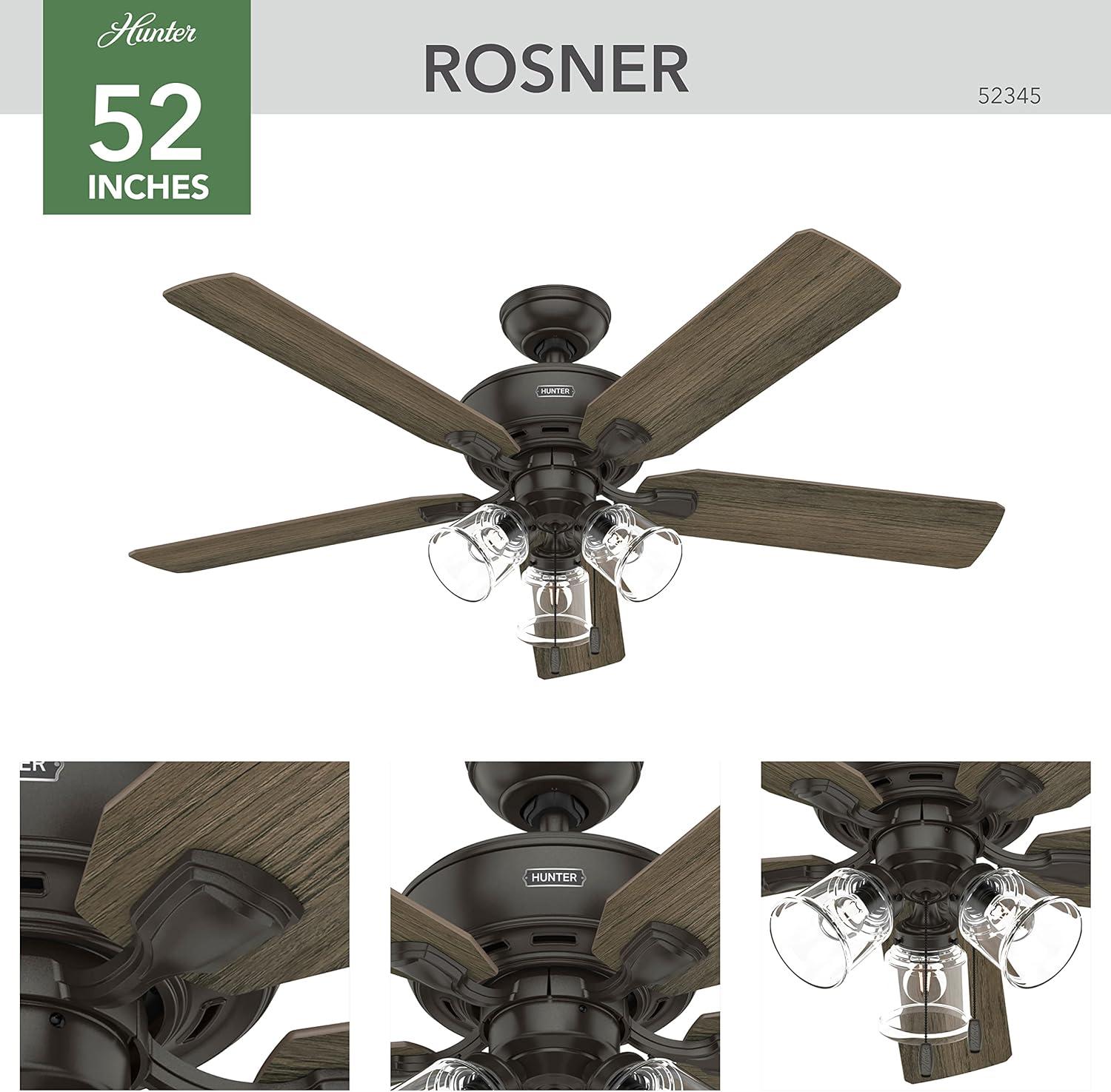 52" Rosner 5 - Blade Ceiling Fan With Lights and Pull Chains