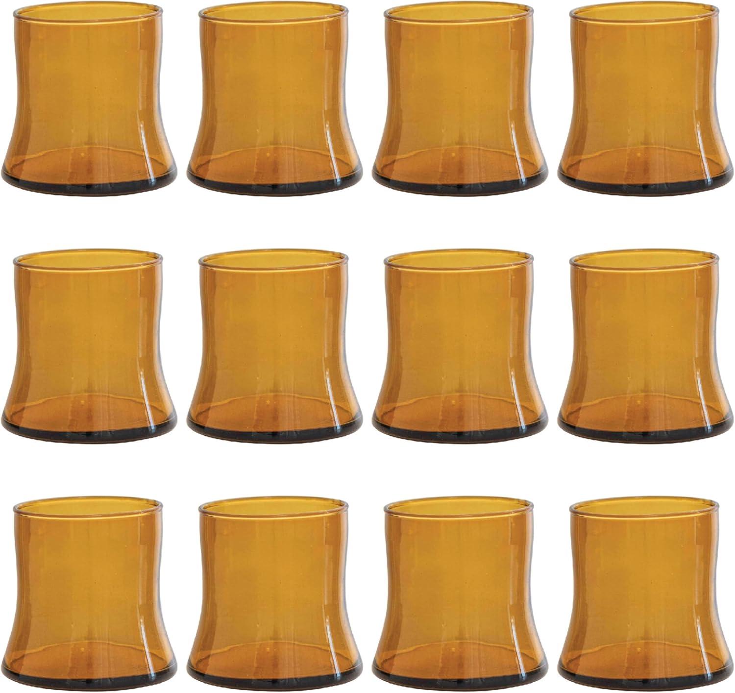 Amber Flared Glass Drinking Set, 3.5" Dishwasher Safe, Set of 12