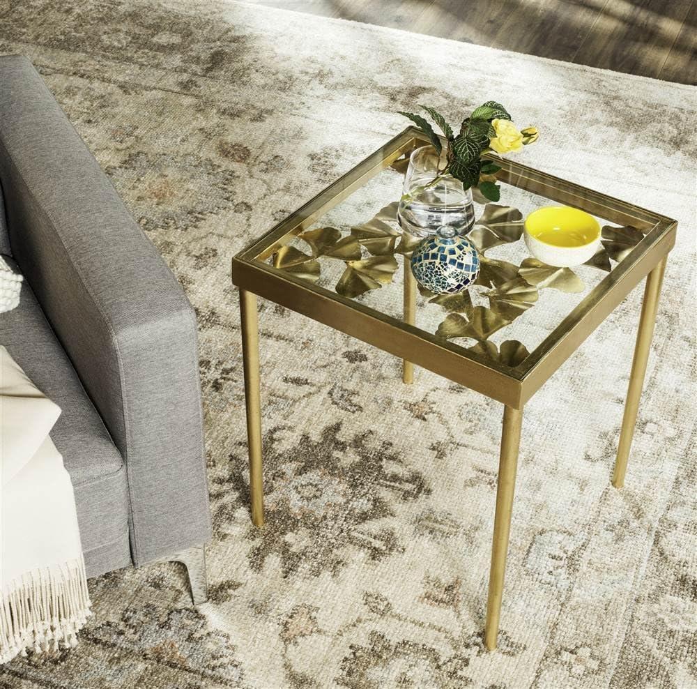 SAFAVIEH Otto 30 in. H Solid Glam Ginko Leaf Side Table, Gold