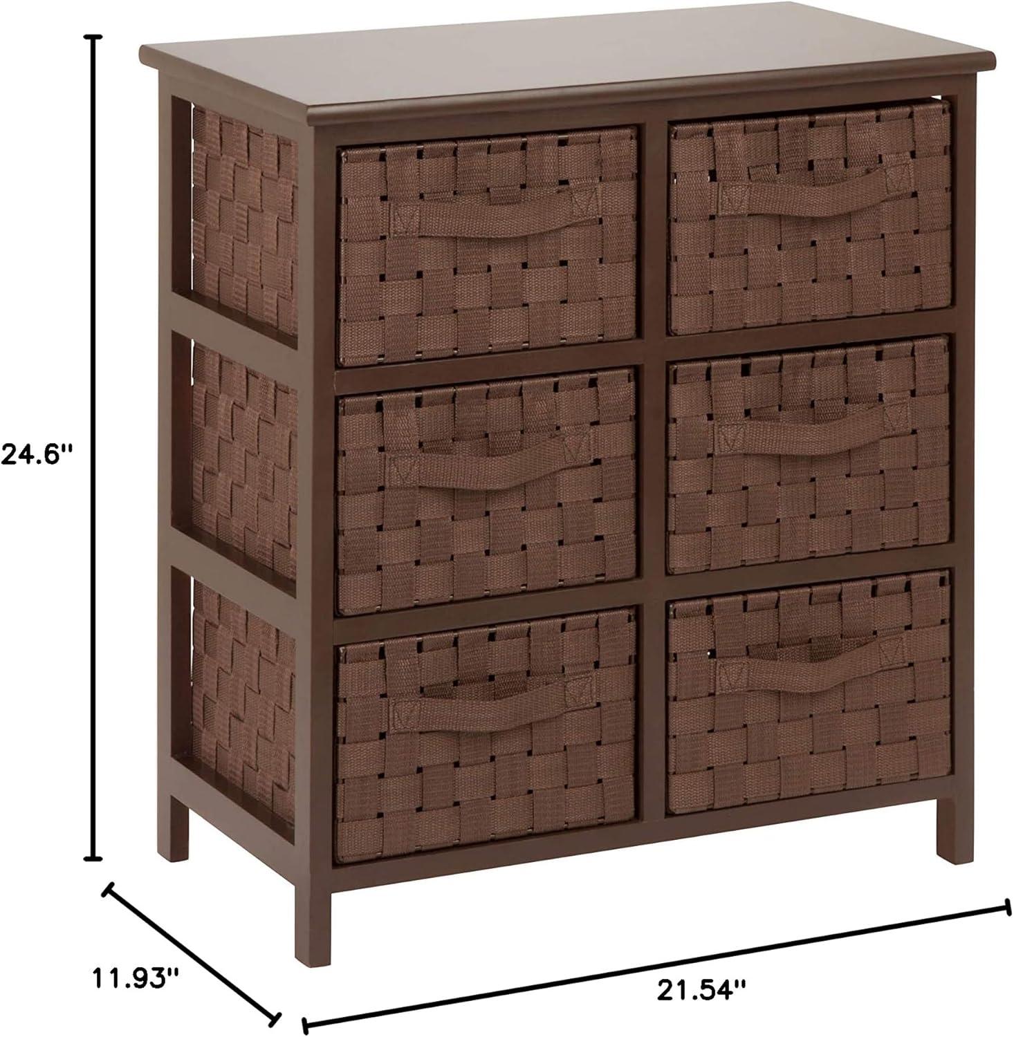 Honey-Can-Do Wood and Polypropylene Woven 6-Drawer Storage Chest, Brown