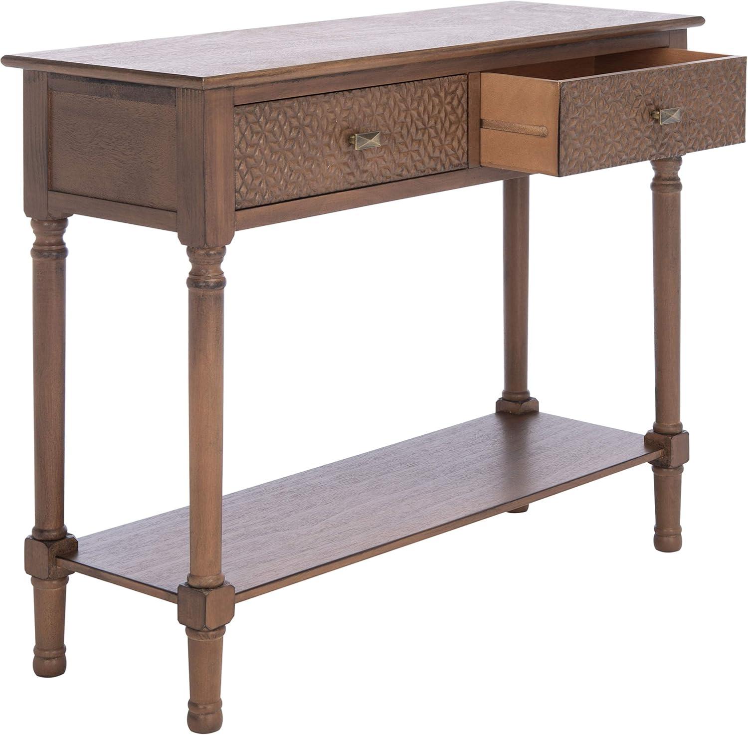 Halton Brown 40" Wood and Metal Console Table with Storage