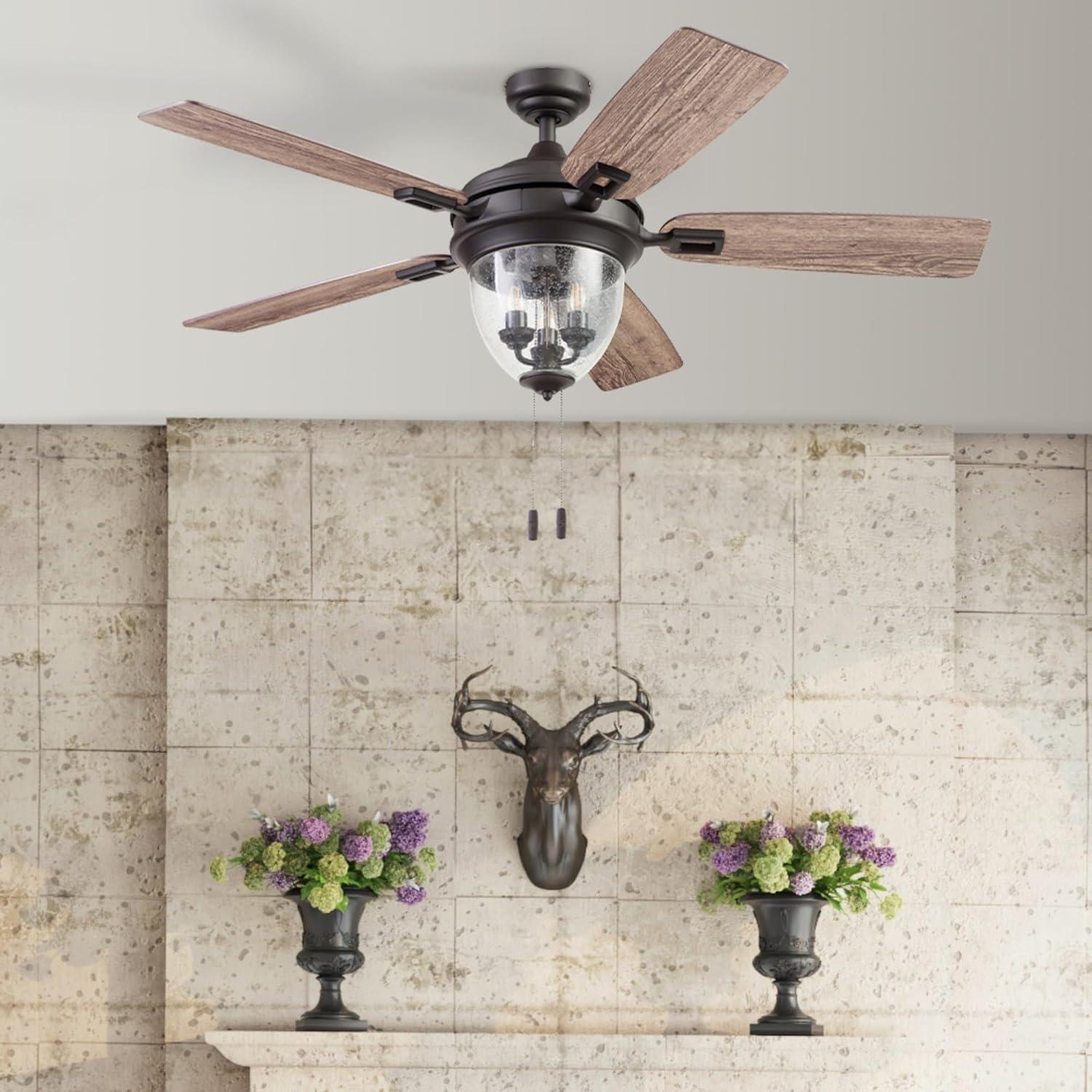 52" Glencrest 5 - Blade Standard Ceiling Fan with Pull Chain and Light Kit Included