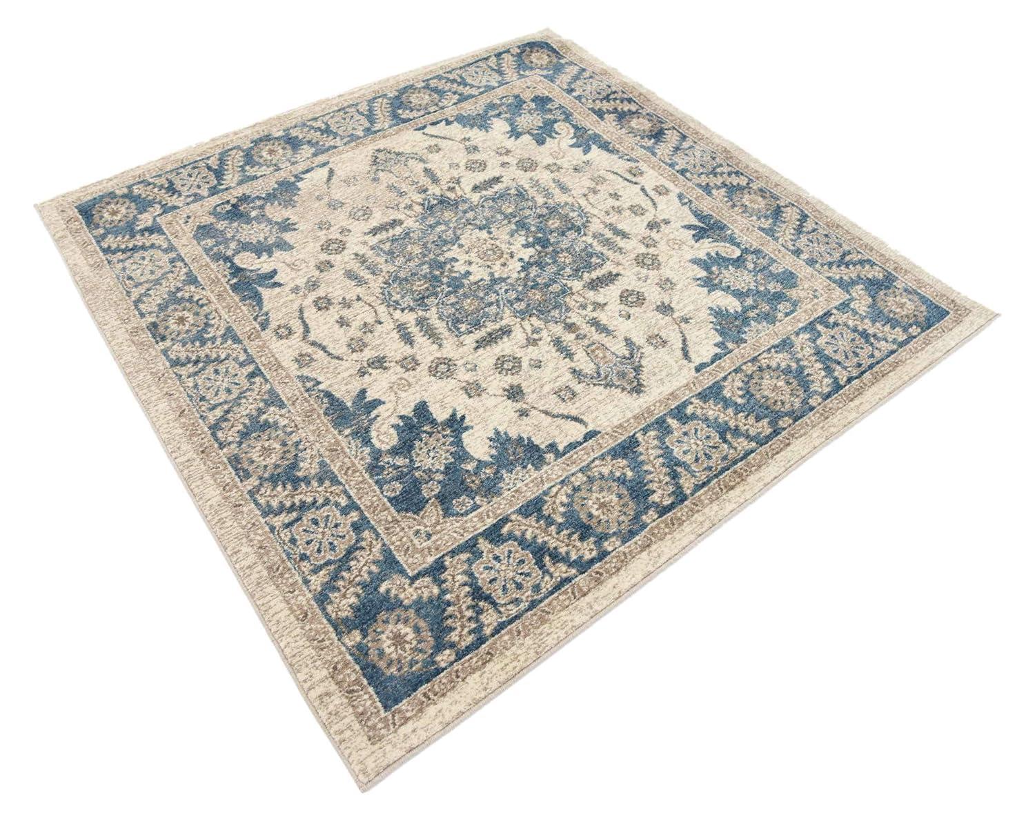 Unique Loom Salzburg Collection Area Rug - Altstadt (5' 1" Square Cream/Gray)