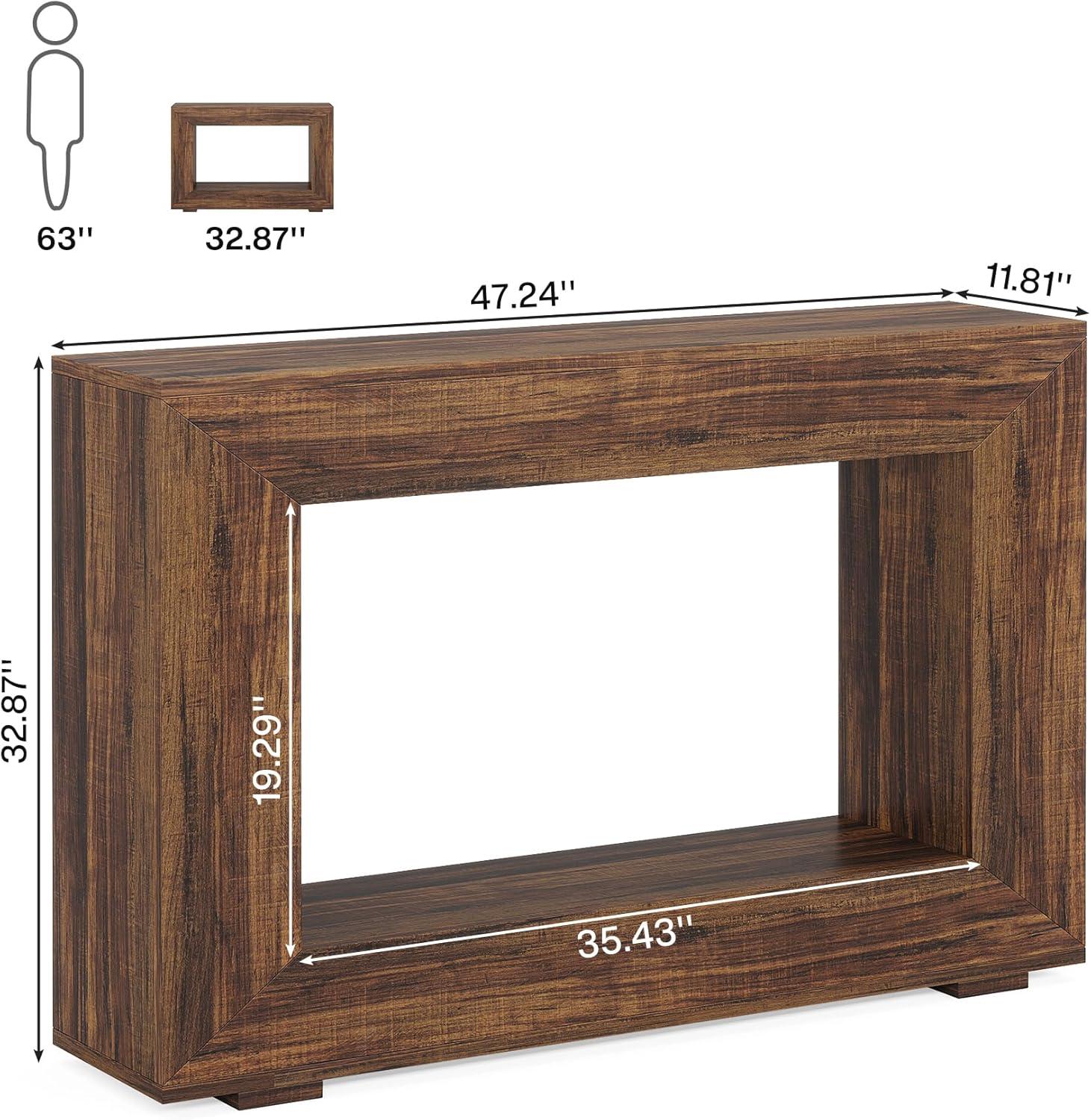 Farmhouse Rustic Wood Console Table with Storage, 47 Inches