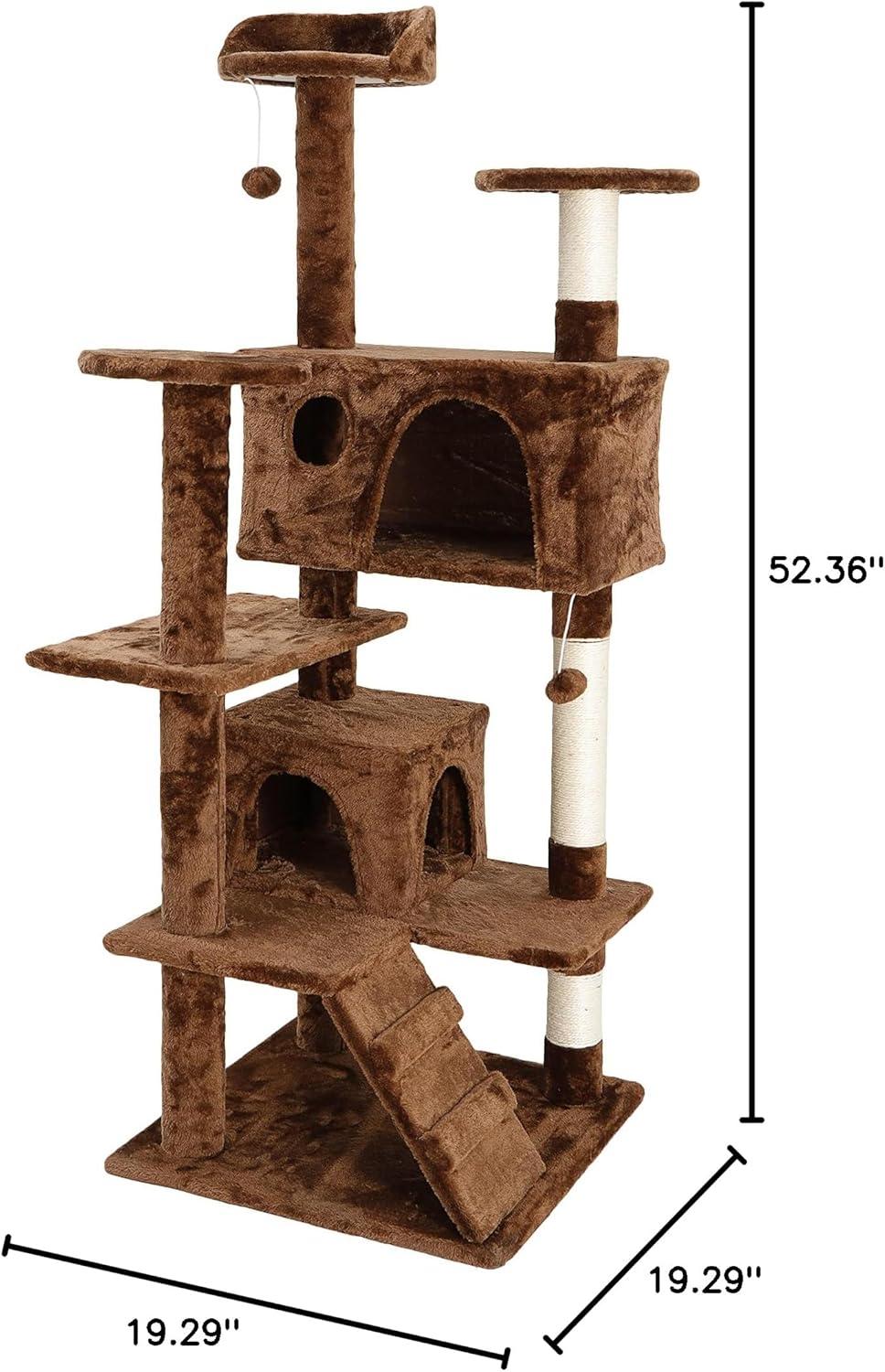 NintyFive 53 inches Heavy Duty Multi-Level Cat Tree Tower with Condo Furniture & Scratching Posts for Kittens Play Rest (Brown)