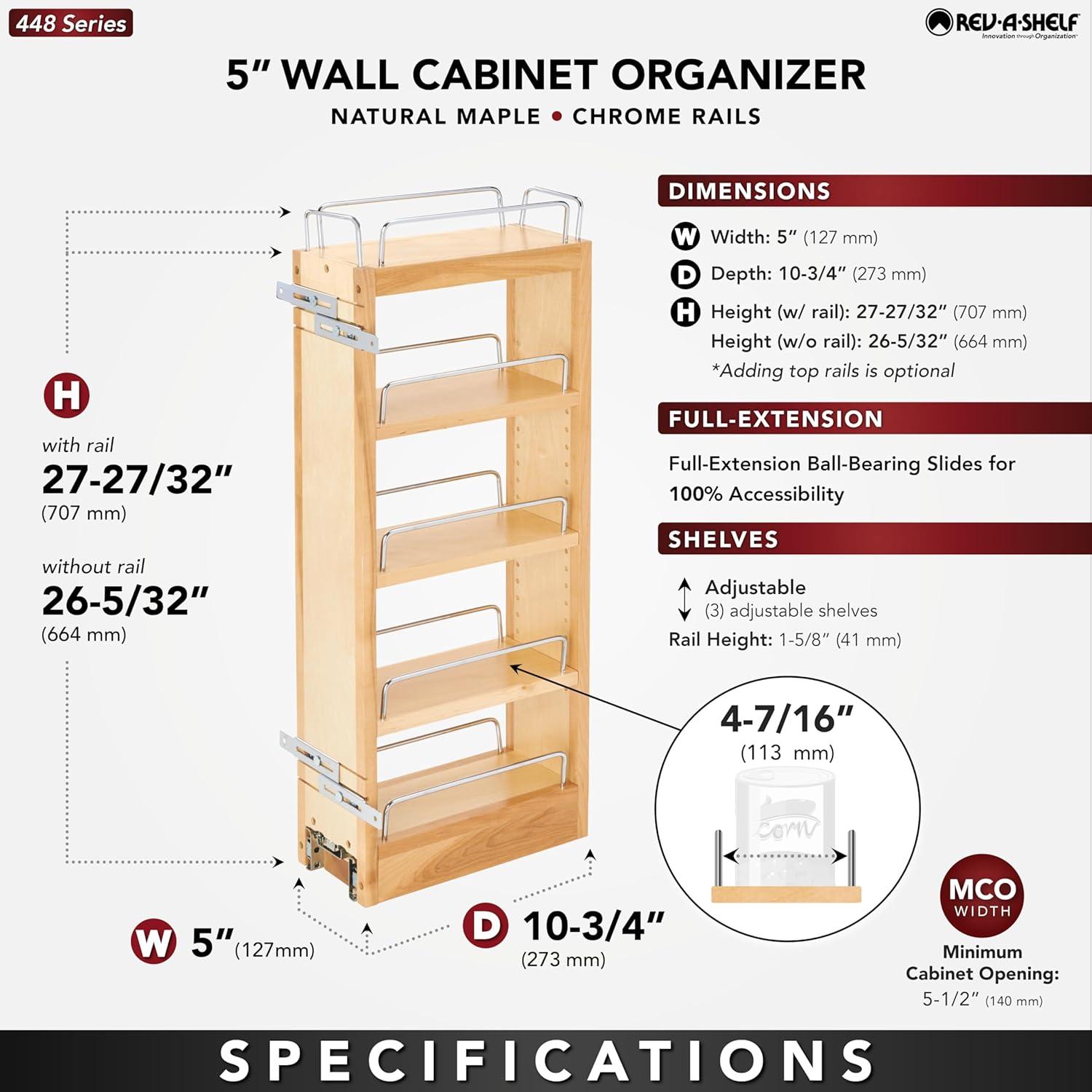 Rev-A-Shelf Rev-A-Shelf Pullout Wall Kitchen Cabinet Organizer Storage Rack