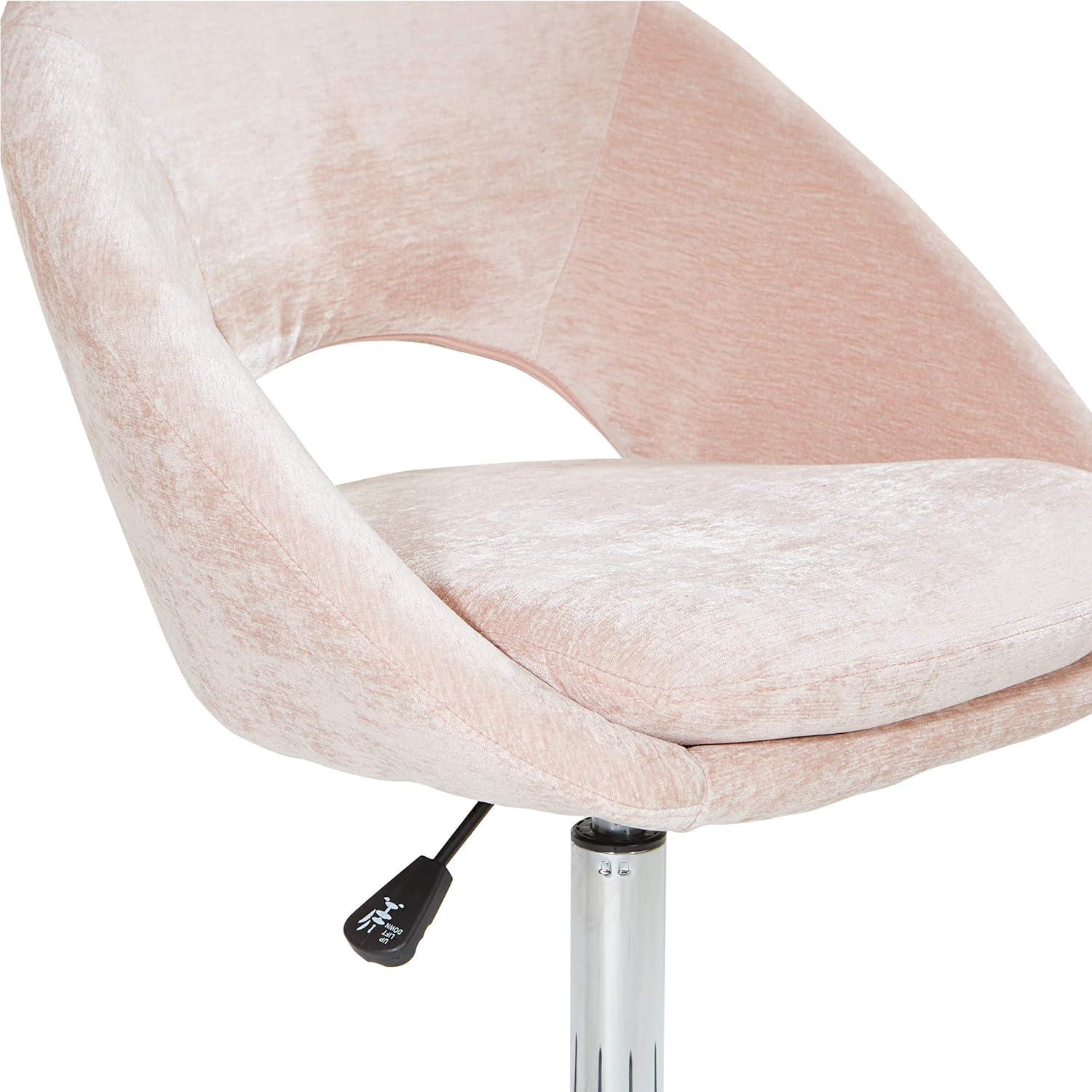 Blush Chrome Adjustable Swivel Office Chair with Padded Seat