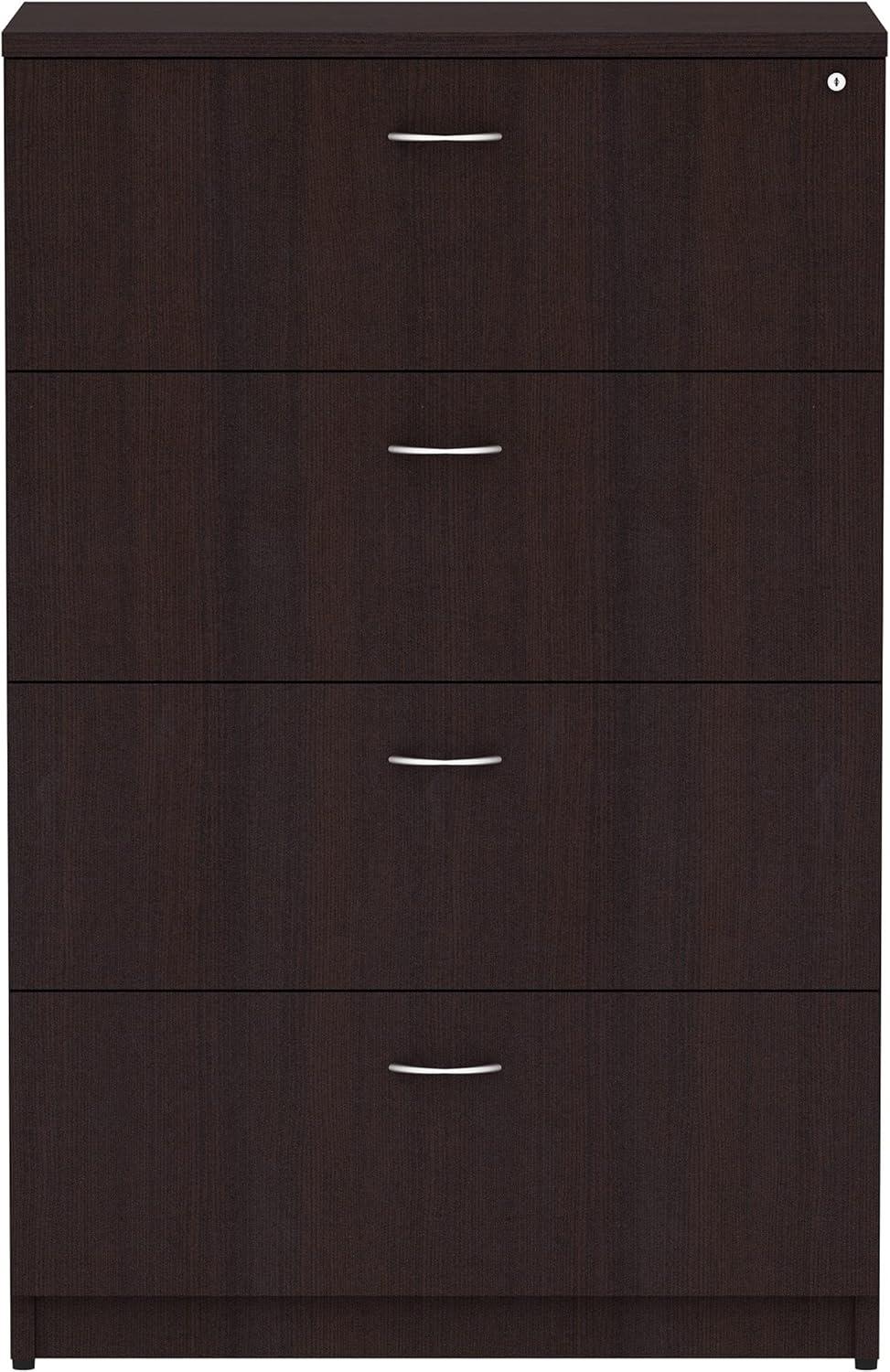 Espresso 4-Drawer Lockable Lateral File Cabinet