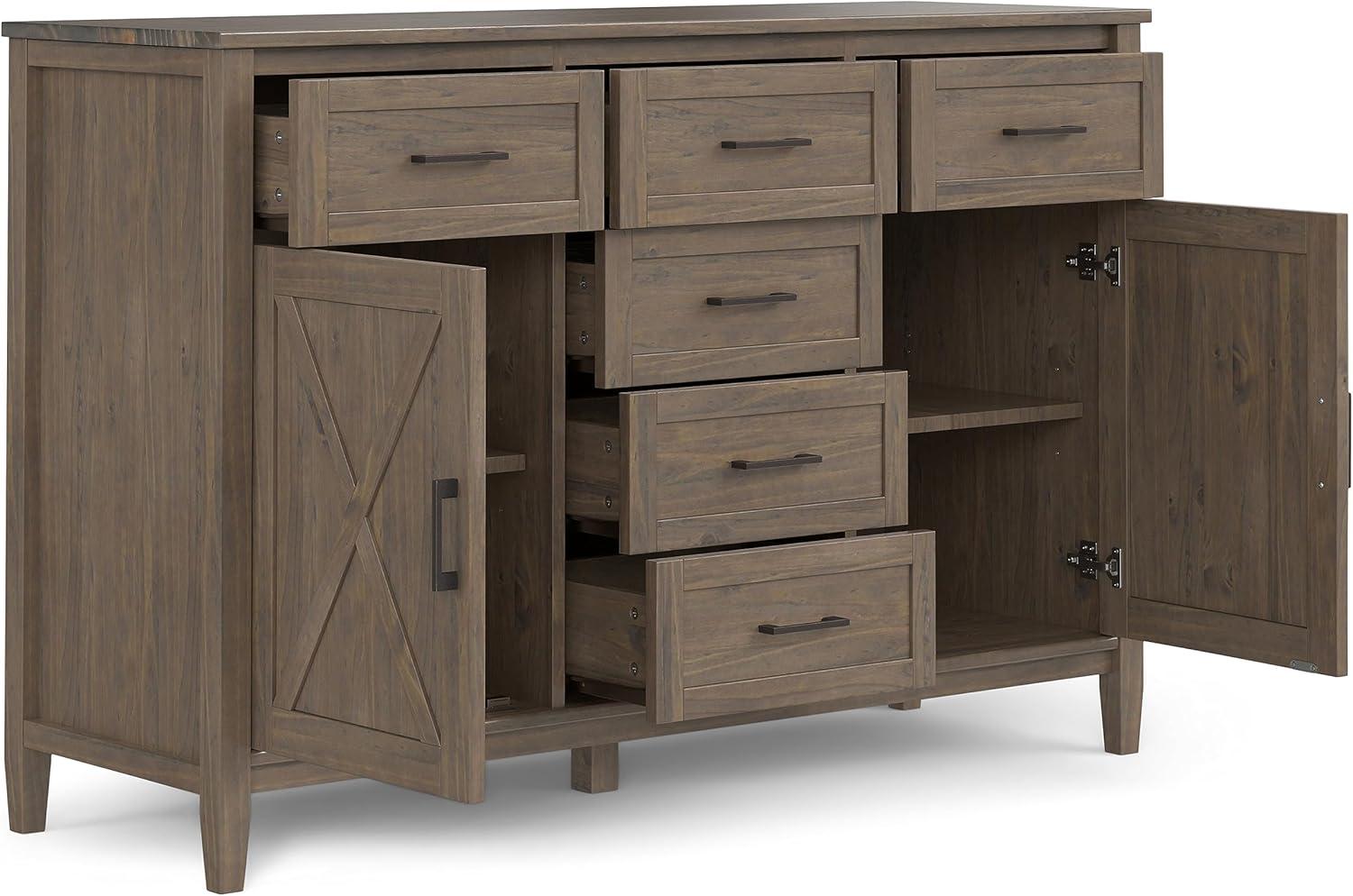 Smoky Brown Solid Wood 54" Transitional Sideboard with Storage