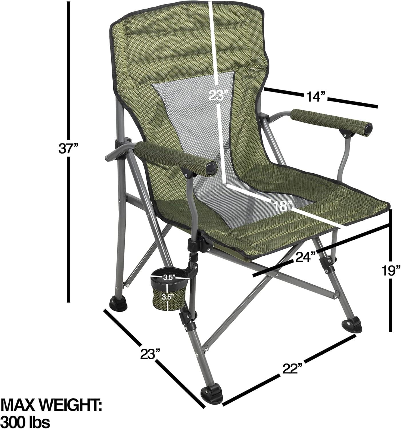 Green Oversized Deluxe Outdoor Sports Arm Chair with Mesh Back