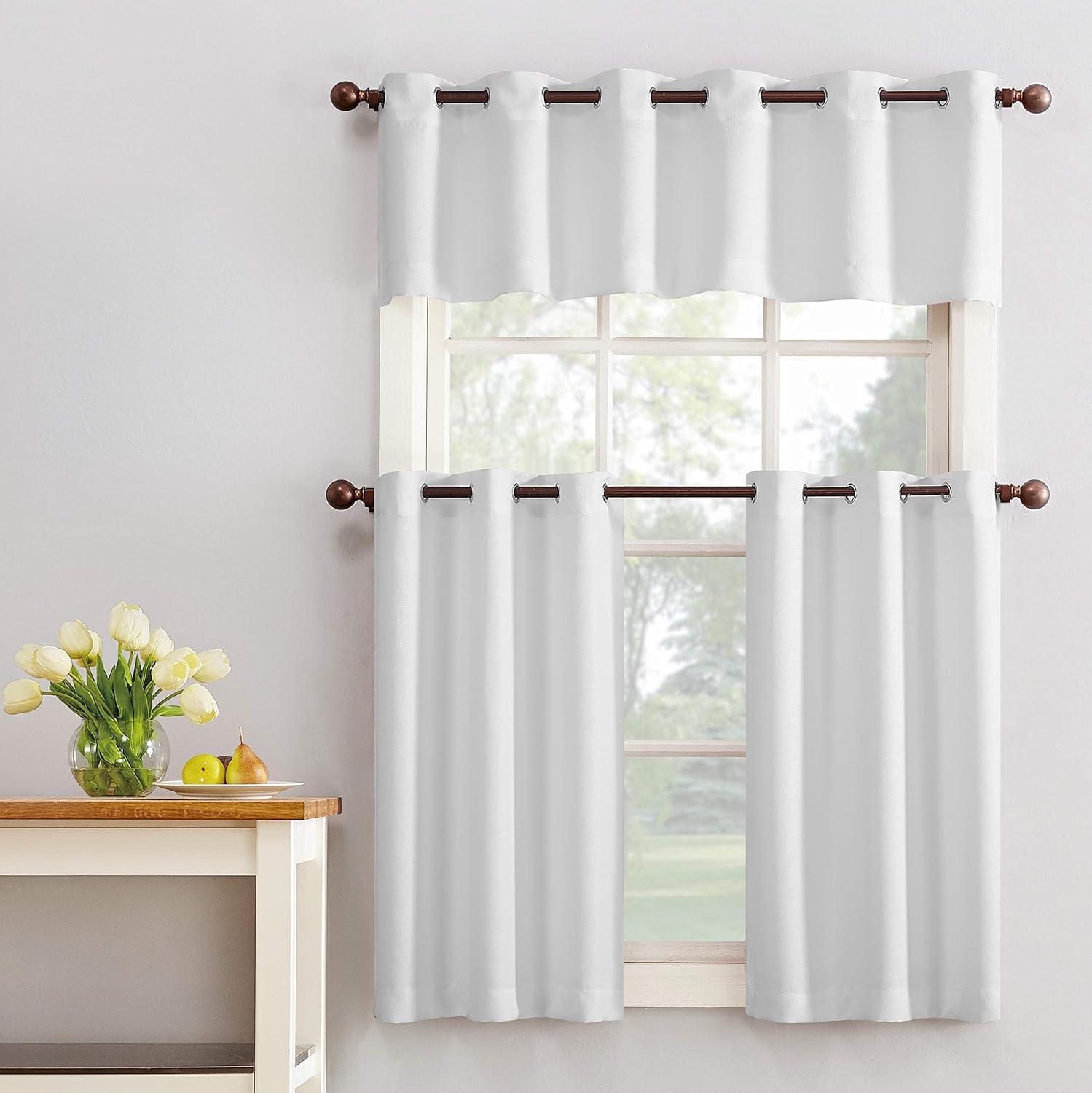 56"x14" No. 918 Semi-Sheer Montego Casual Textured Grommet Kitchen Curtain Valance