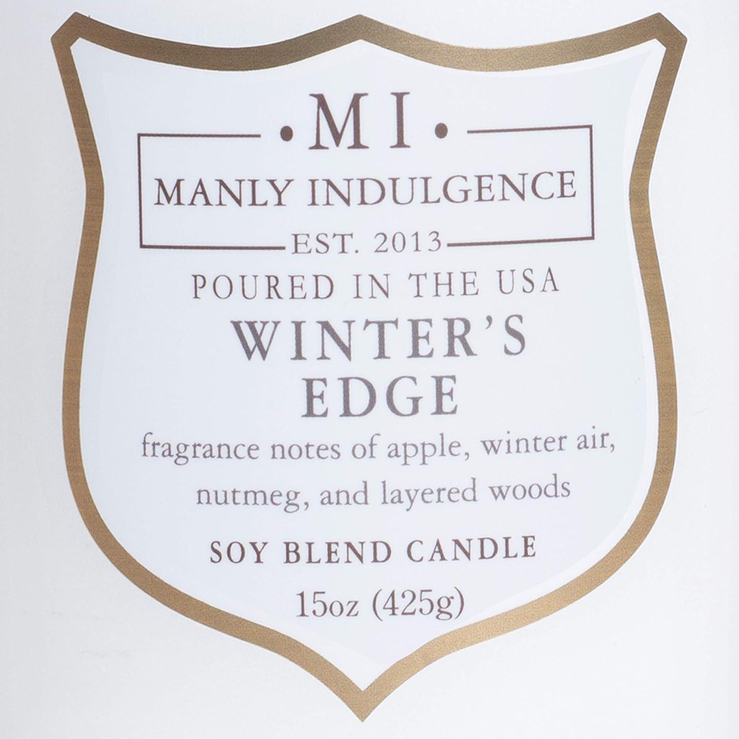 Manly Indulgence Signature Winter's Edge Scented Jar Candle, 15 oz, 60h Burn, Woody & Earthy