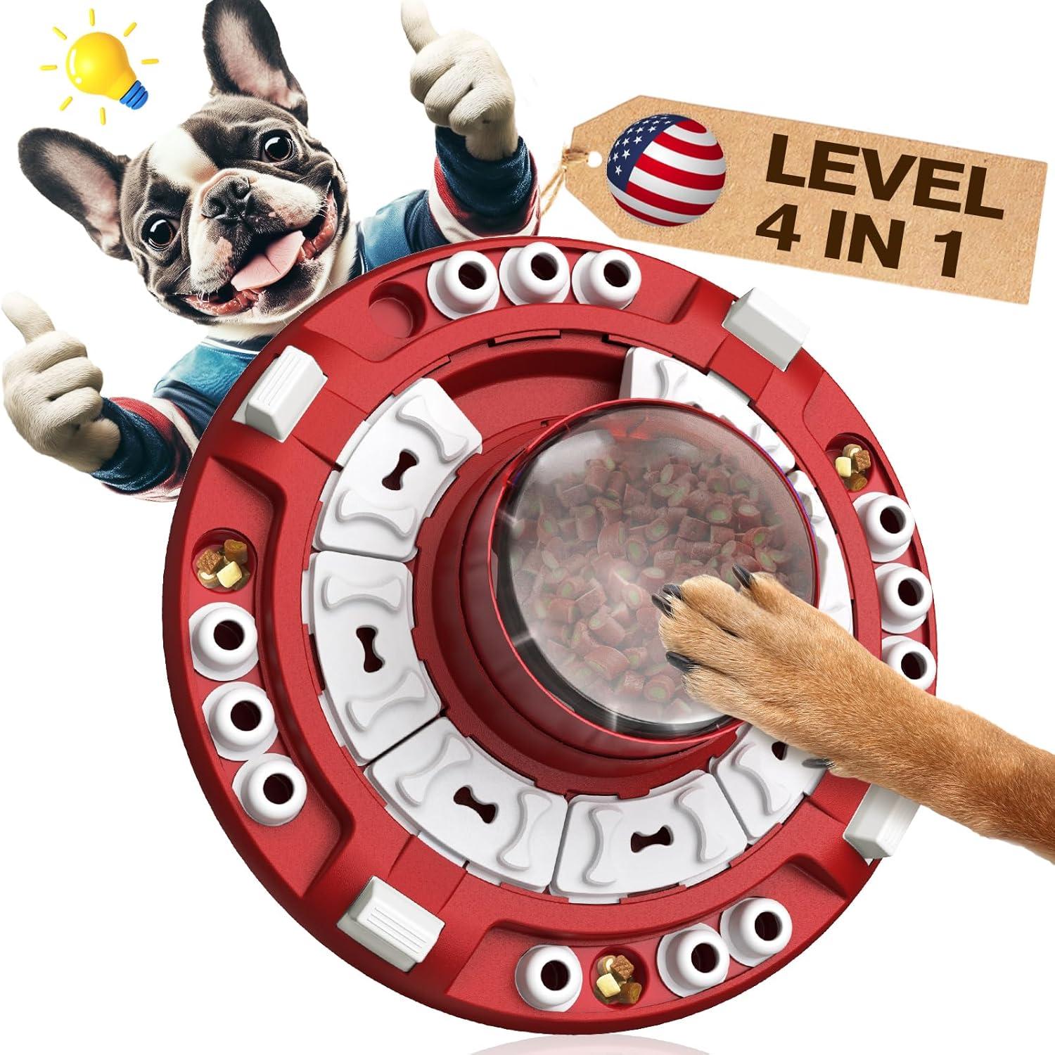 KADTC 4-in-1 Dog Puzzle Toy, Interactive Slow Feeder & Treat Dispenser for Smart Dogs