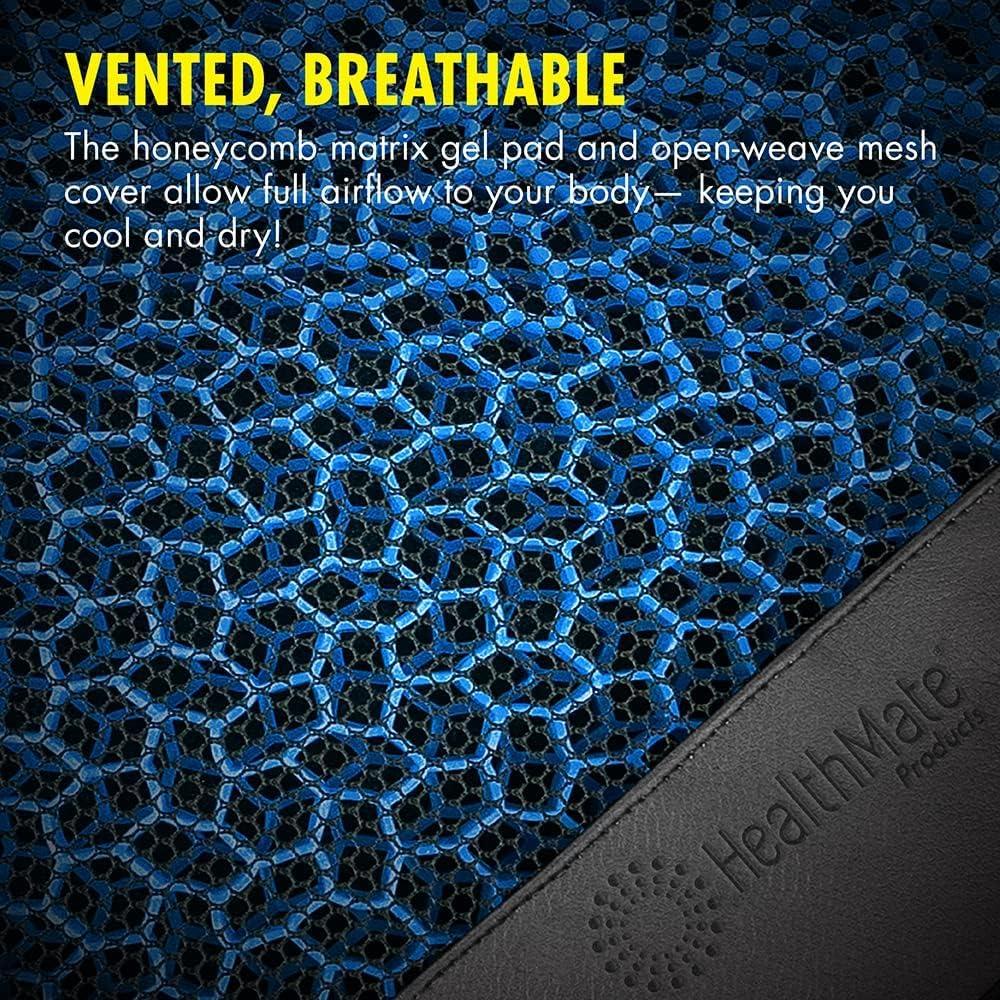HEALTHMATE Comfy Gel Cushion Gel Seat Cushion for Long Sitting for Back, Sciatica and Tailbone Pain Relief, for Office Chair, Car, Wheelchair, Long Trips (Square)