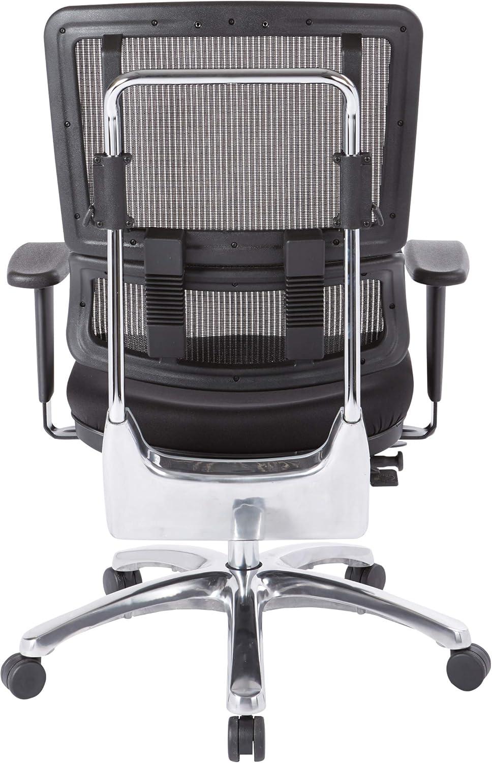 Vertical Black Mesh Back and Coal Black Fabric Seat with Polished Aluminum Base