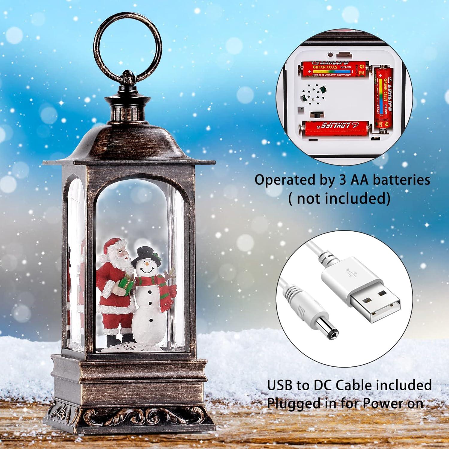 The Holiday Aisle® 2024 Christmas Decor Snow Globe Lantern - Glittering, Plug-in/3 AA Battery/USB Powered