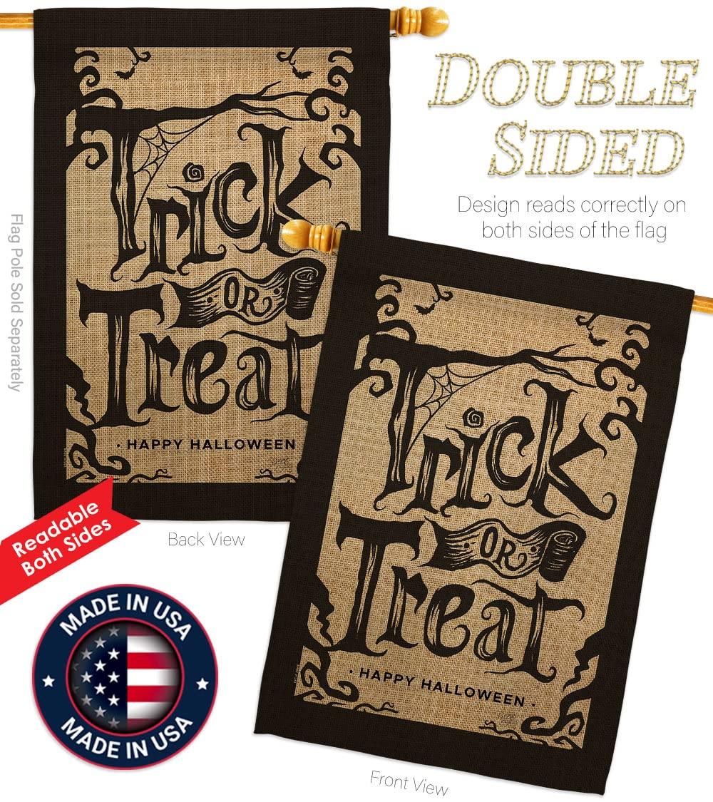 Breeze Decor H112100-BO Halloween Trick House Flag Fall 28 x 40 in. Double-Sided Decorative Vertical Flags for Decoration Banner Garden Yard Gift