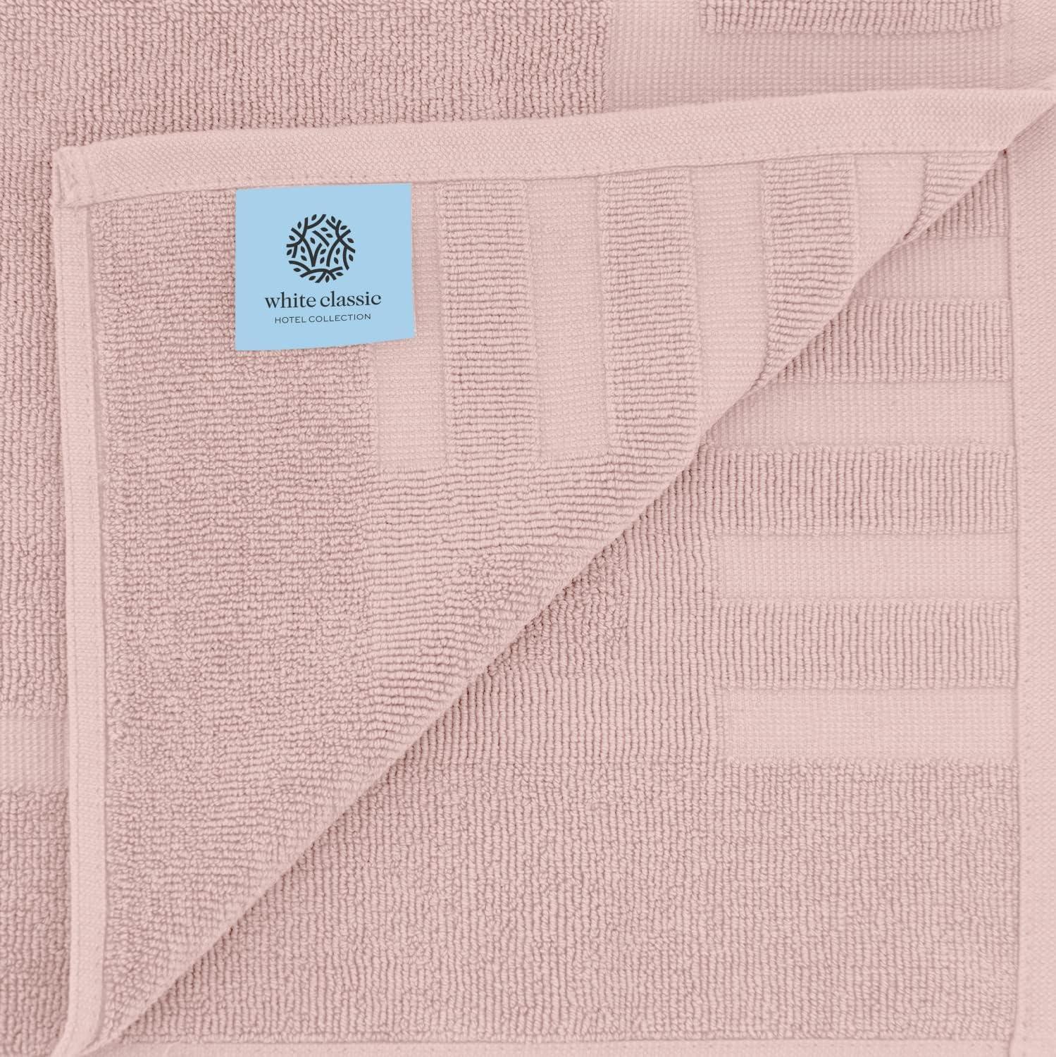 White Classic Cotton Bath Mat Floor Towel [Not a Rug] 2-Pack - 22x34" Pink