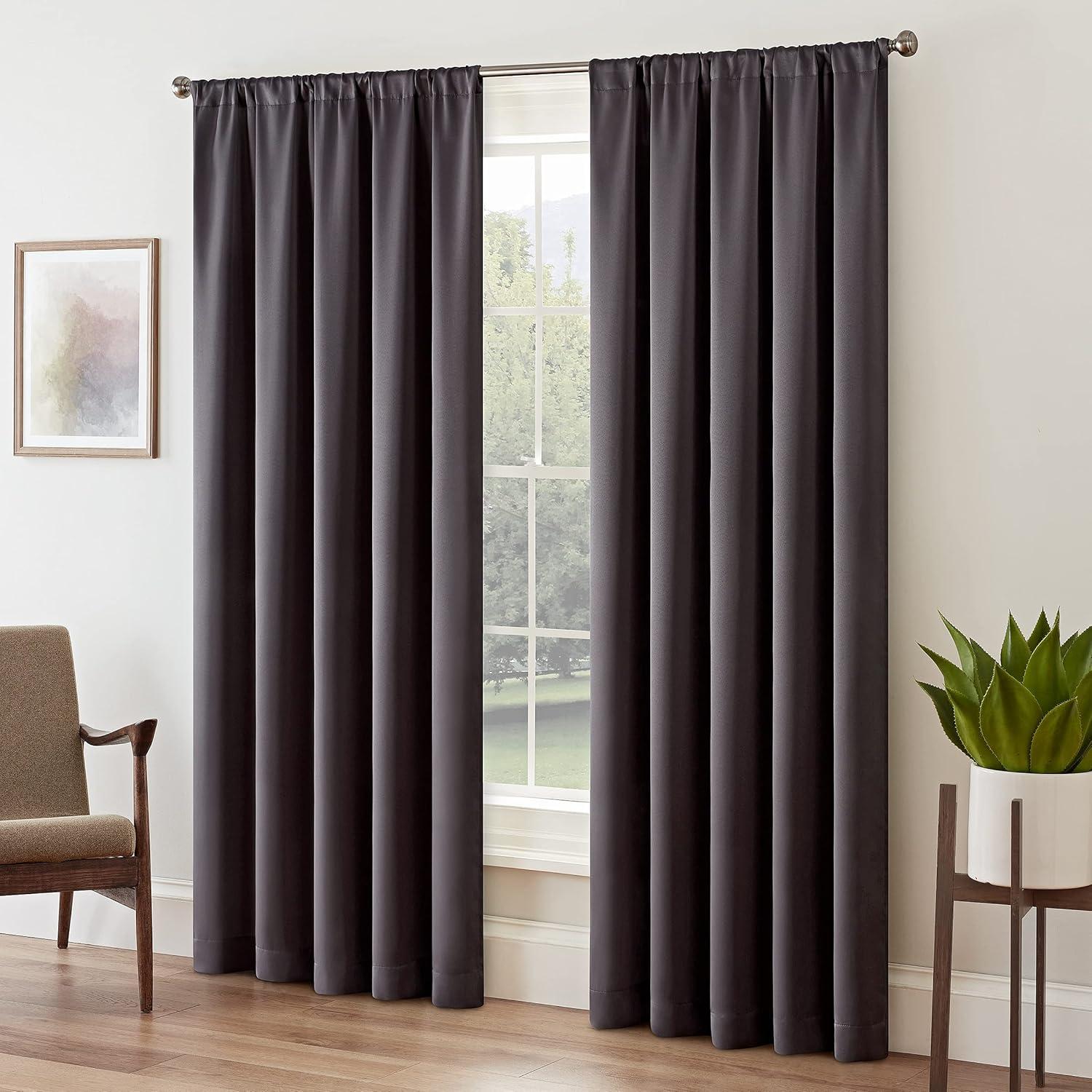 Gray Blackout Energy Efficient Rod Pocket Drape Panel