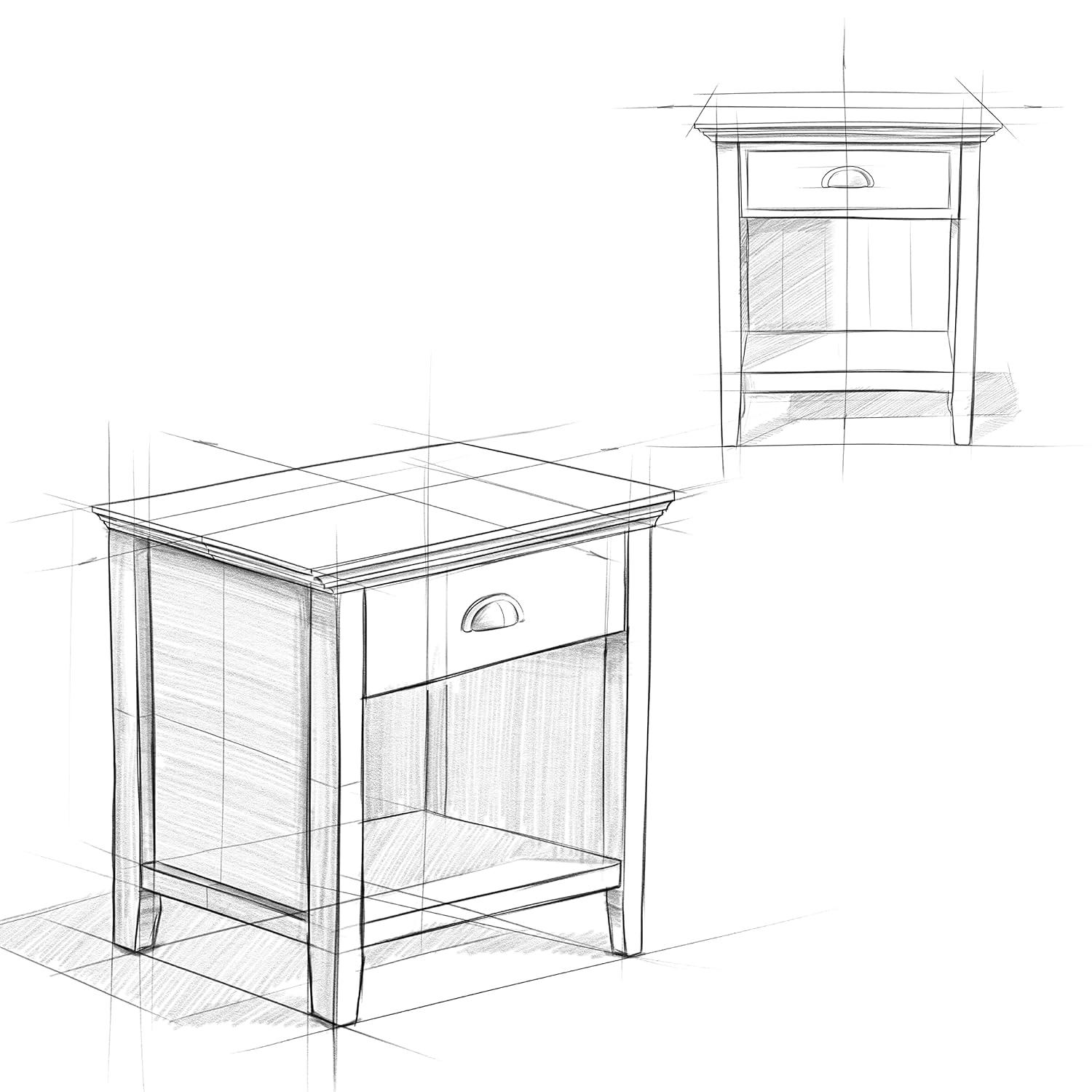 Simpli Home Acadian 24"W 1-Drawer Solid Wood Nightstand with Open Bottom Storage