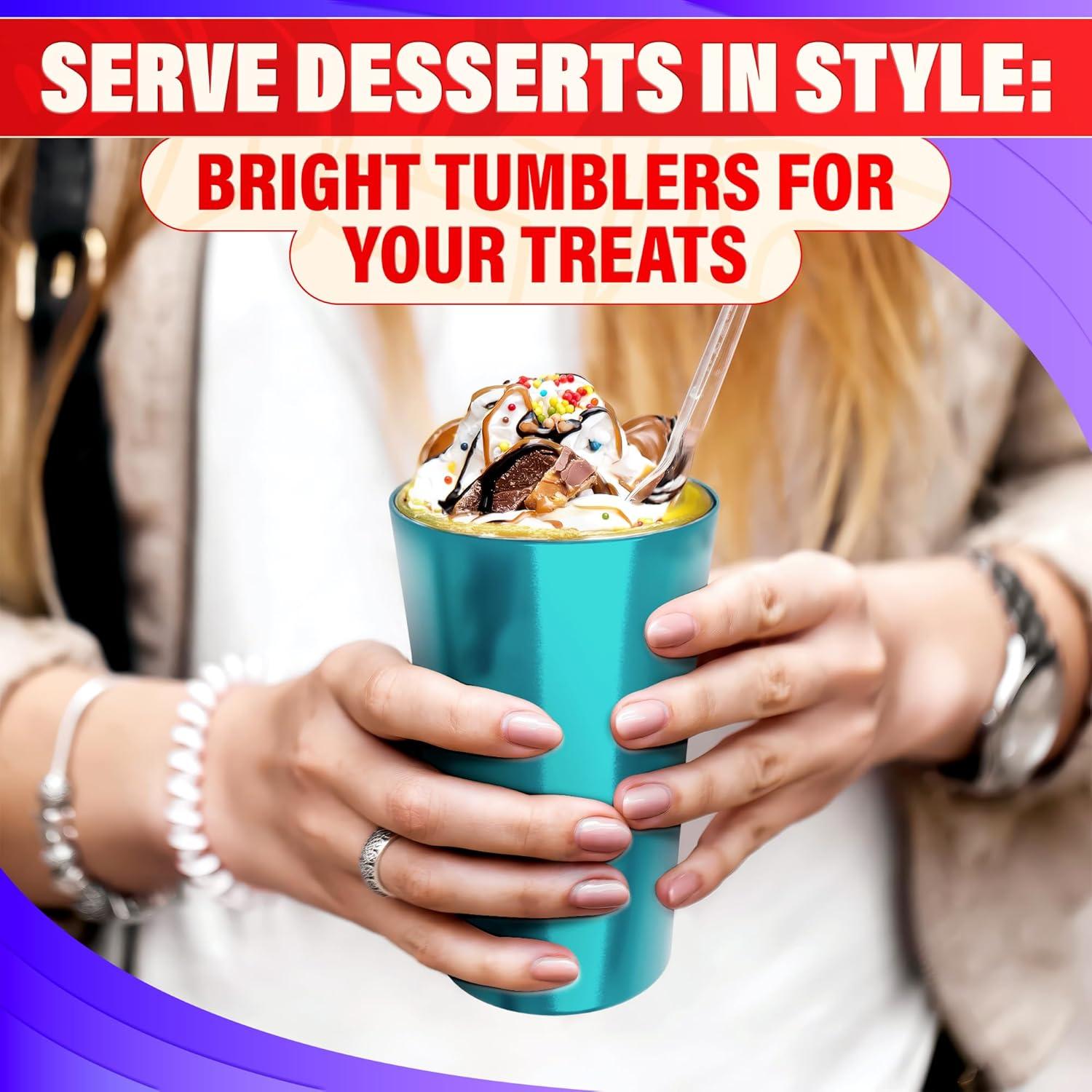 6 Pcs Aluminum Tumblers 15 oz - Lightweight, Durable, and Reusable Metal Cups | Vibrant Festive Colors for Hot and Cold Beverages | Sturdy Anodized Design for Parties and Outdoor Use | Dishwasher Safe