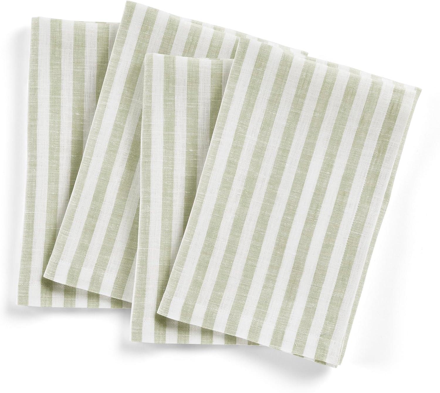 Amalfi Stripe - 100% Pure Linen Square Dinner Napkins (Set of 4)